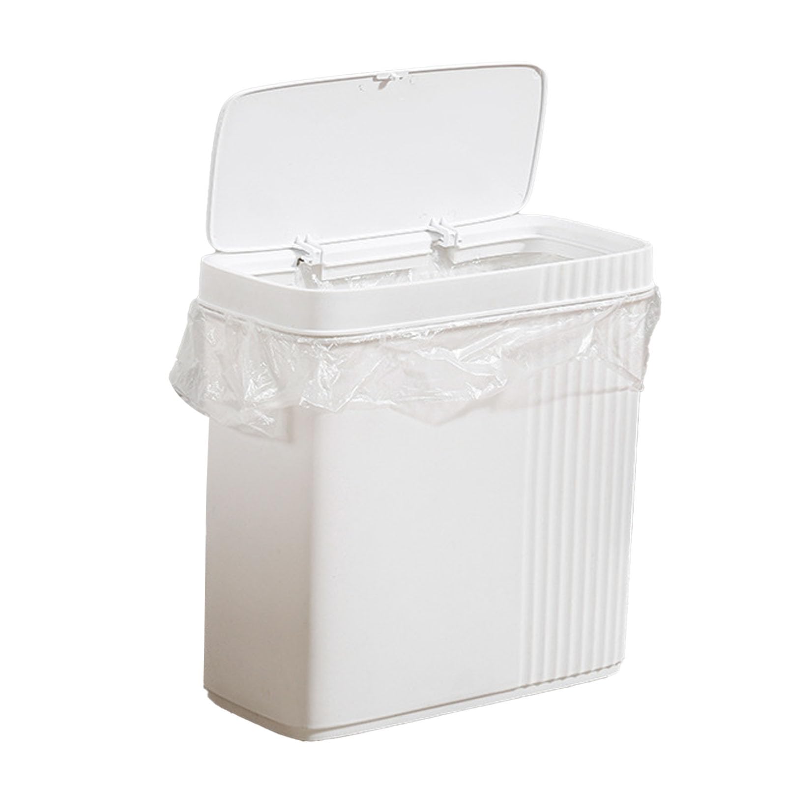 BFYDOAA Slim Plastic Trash Can with Press-Type Lid - Narrow Gap Waste Bin for Small Spaces, Bedroom, Kitchen & Office | Space-Saving Design for Tight Corners & Compact Areas