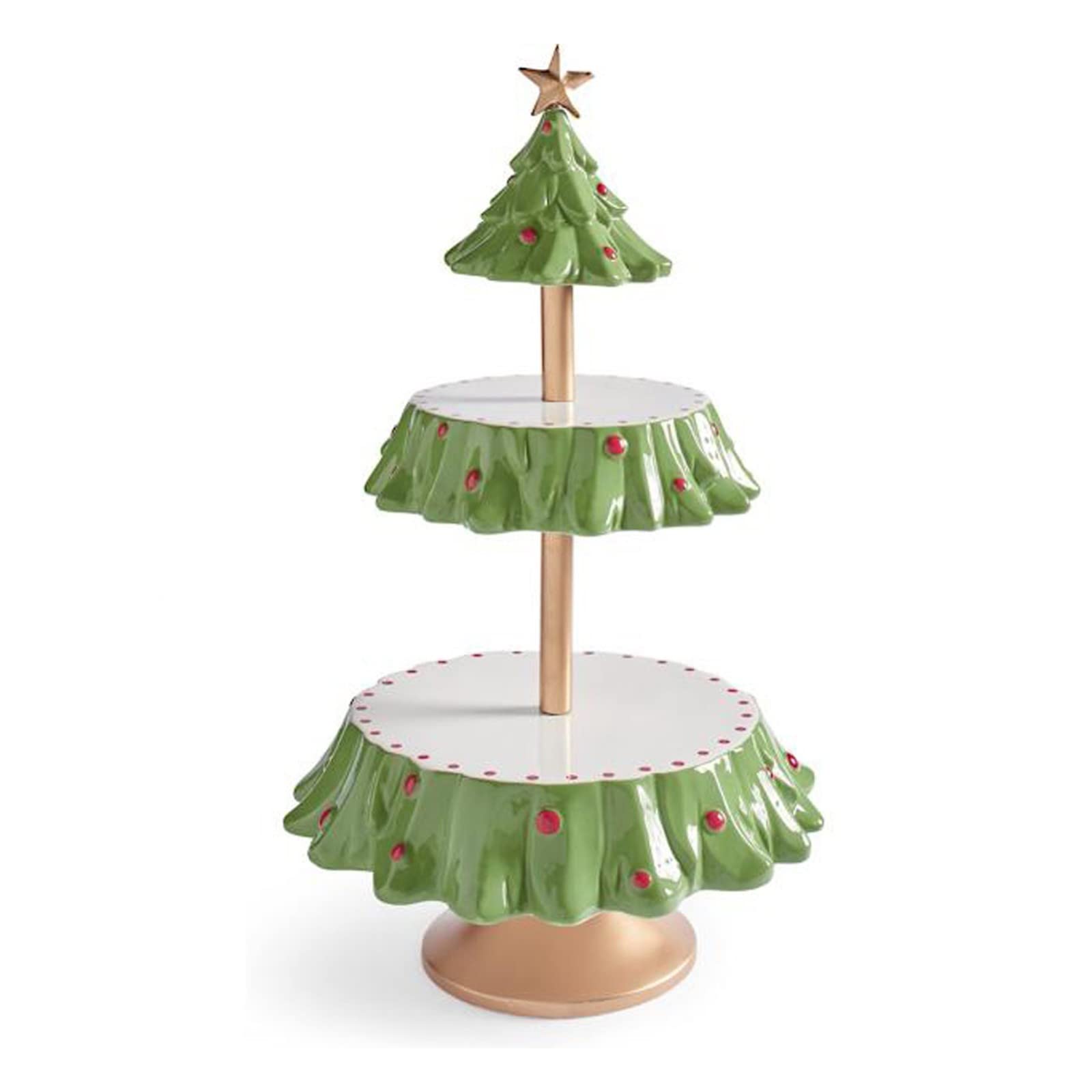 HEMOTONE 2-Tier Christmas Tree Dessert Stand - Double Layer Cake Plate for Holiday Parties, Candy Display, Fruit Tray & Snack Serving - Perfect for Christmas Decorations, Xmas Buffets & Festive Gatherings