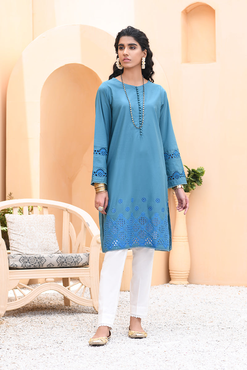 BERRYLINE Blue Embellished Shirt for Women - Elegant Embroidered Blouse for Casual & Party Wear | Perfect for Office, Date Night & Special Occasions