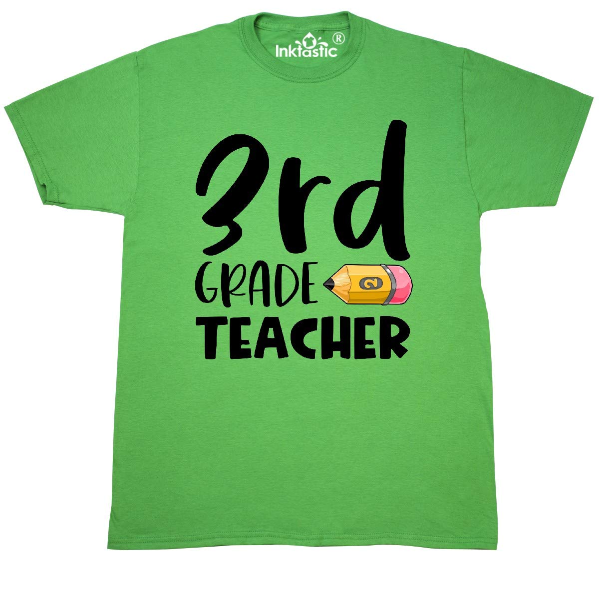 Inktastic Third Grade Teacher Pencil Graphic T-Shirt - Fun & Comfortable Teaching Apparel for Classroom & School Events