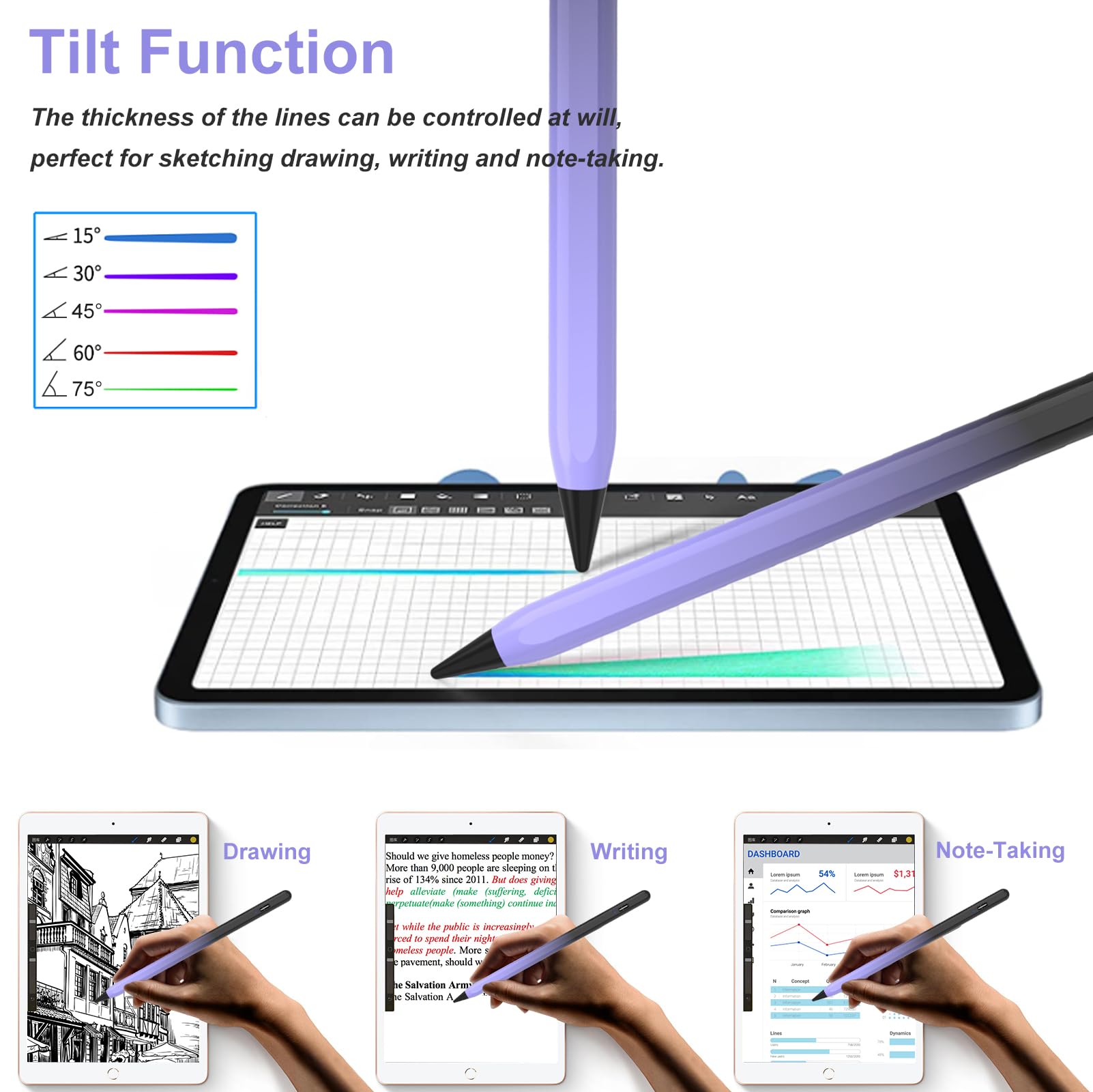 TQQ Stylus Pen for Apple iPad 2018-2024 - Pro Precision Pixel-Level Tip with Tilt Sensitivity & Magnetic Attachment - Compatible with iPad 10/9/8/7/6, Pro 11