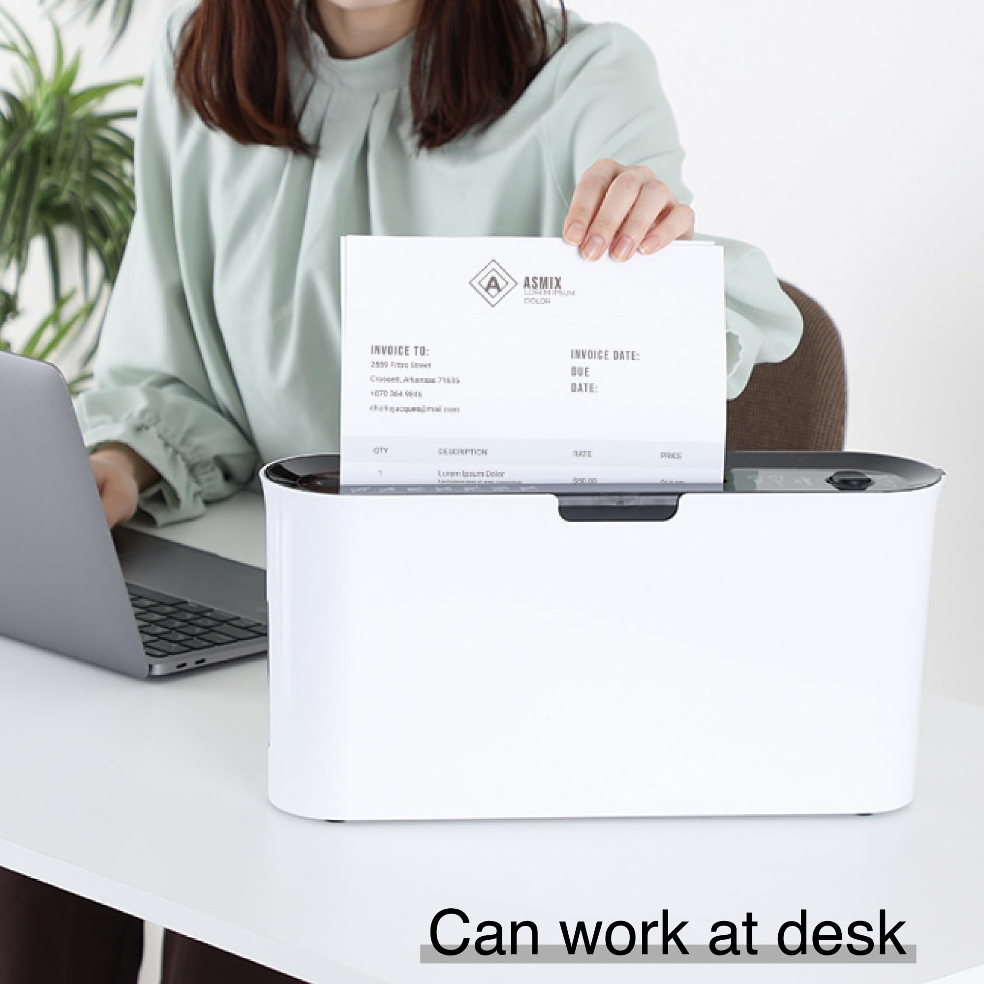 Asmix B08W Compact Cross Cut Paper Shredder for Home & Office - 2 Sheet Capacity, 10 Minute Run Time, White (14.7