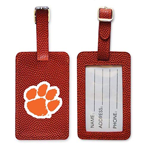Clemson Tigers Basketball Leather Luggage Tag - Genuine Leather Made from Official Game Ball Materials - Unique Travel Accessory with ID Card Slot - Perfect for Clemson Fans & Sports Travelers - Great for Airports, College Games & Alumni Events