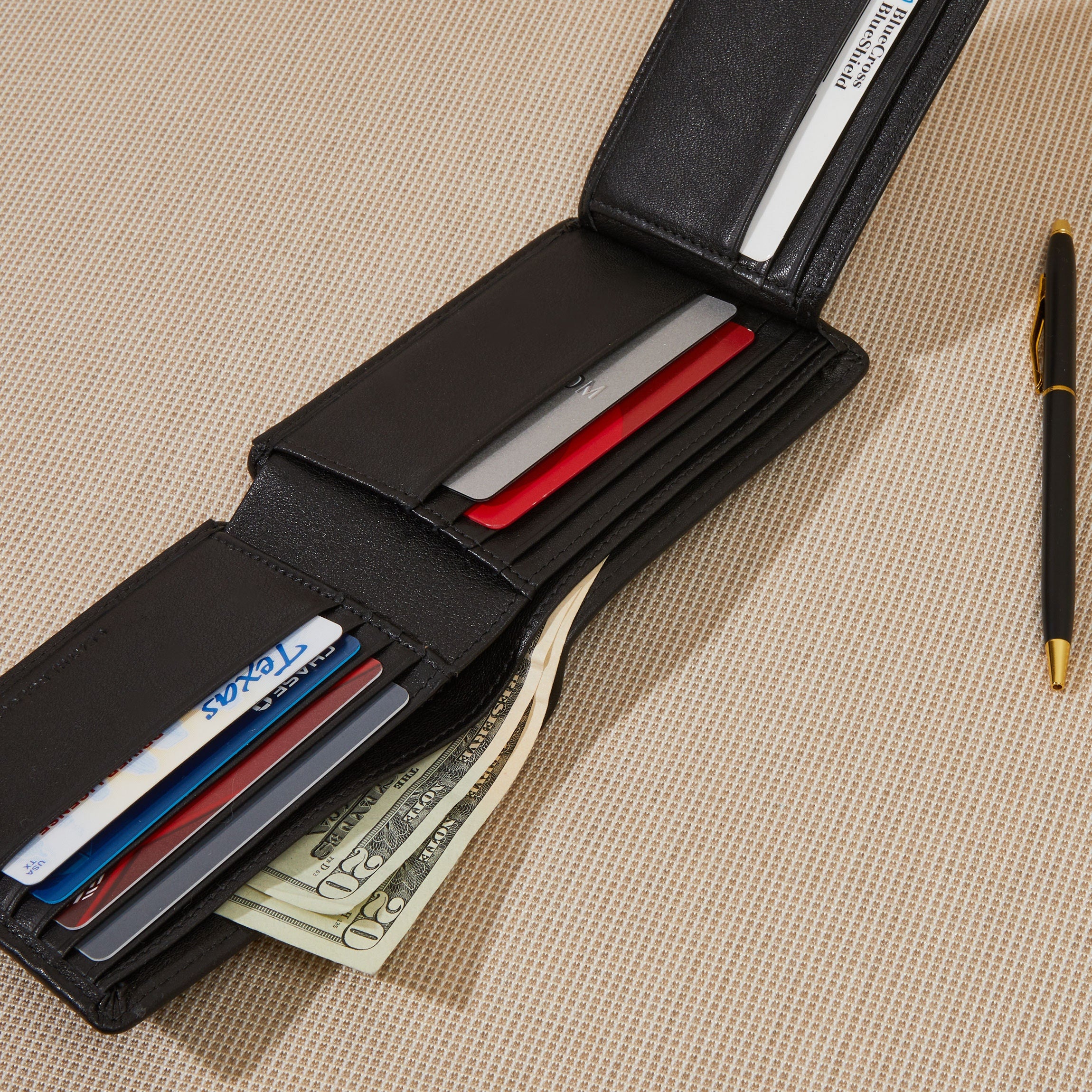 Genuine Leather Bifold Wallet with Flap for Men - Stylish Brown RFID Blocking Wallet for Everyday Use & Travel
