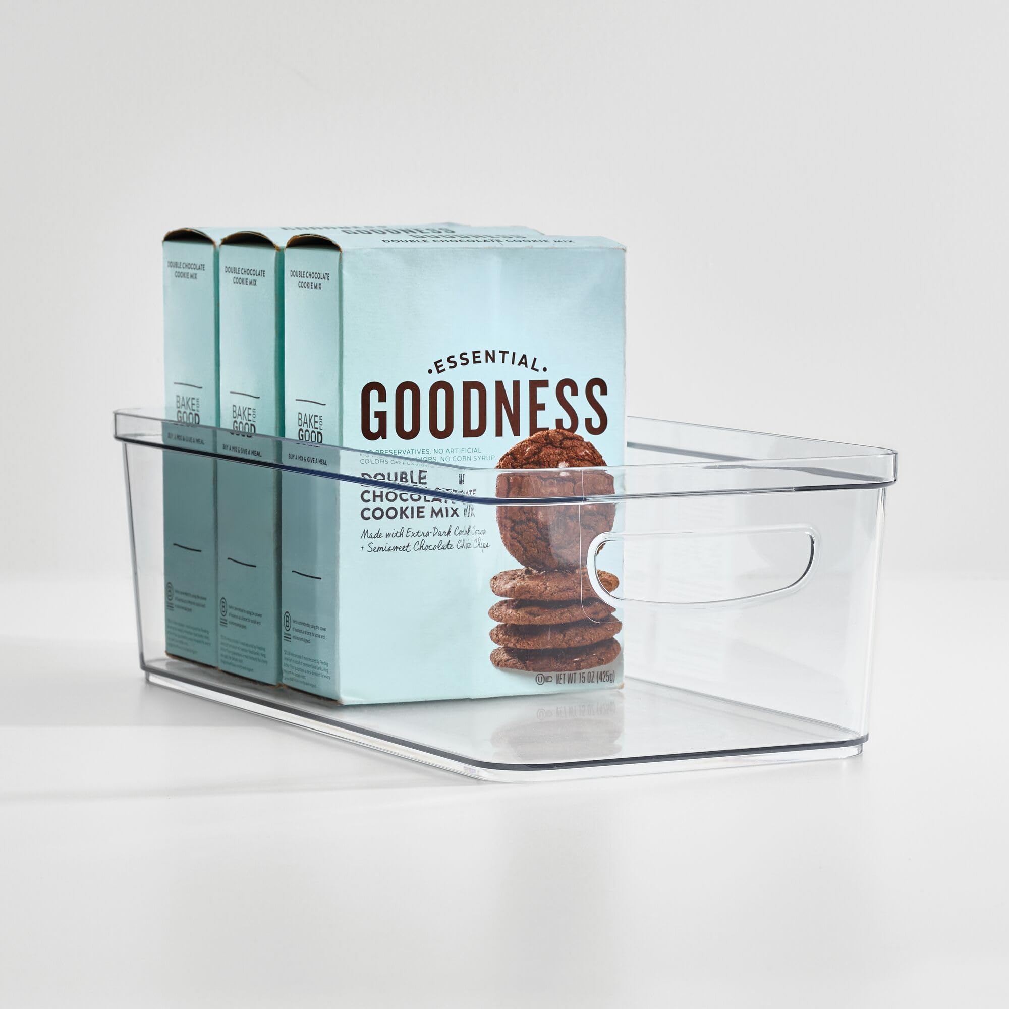 iDesign Clear Recycled Plastic Storage Bin with Handles - 10” x 8” x 5” for Cabinet & Pantry Organization - Perfect for Kitchen, Bathroom, Office & Closet Storage