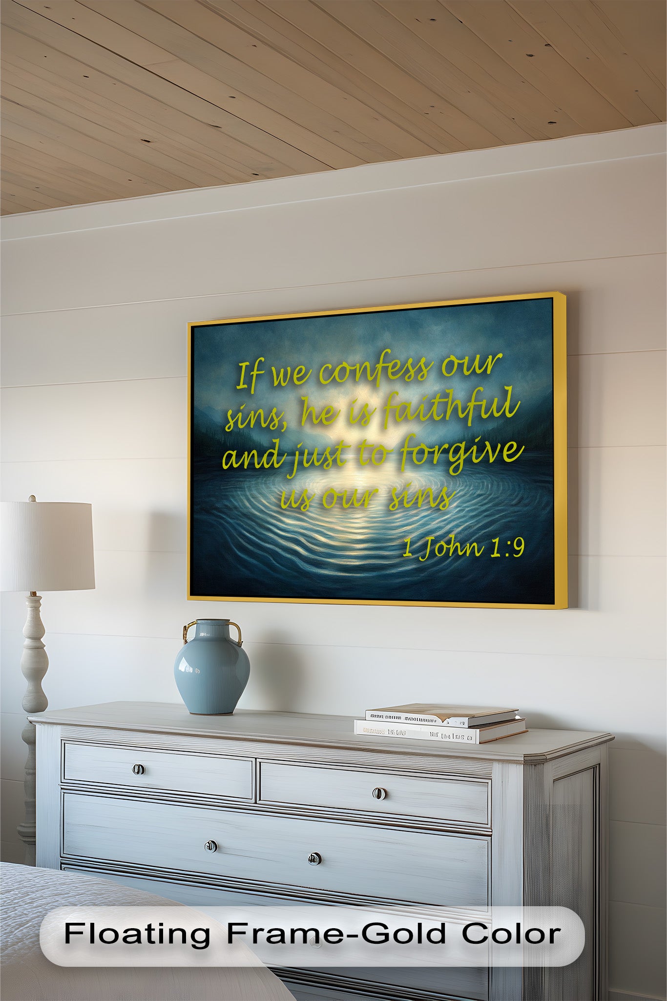 1 John 1:9 Bible Verse Oil Painting - Christian Faith Wall Art Decor for Home, Church & Office - Inspirational Scripture Canvas Print
