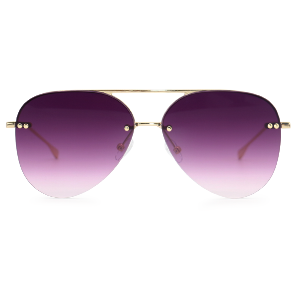 Smaller Megan 2 Purple Metal Aviator Sunglasses with Gold Frame - Stylish UV Protection Shades for Women, Men, Outdoor Activities, Driving & Fashion Accessories