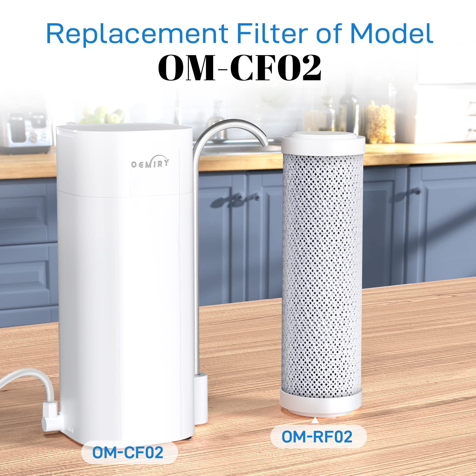 Certified Replacement Water Filter for OM-CF02/OM-CF04 Countertop Systems - 9 Month Long-Lasting Cartridge (1 Pack) - Perfect for Home, Office & RV Use