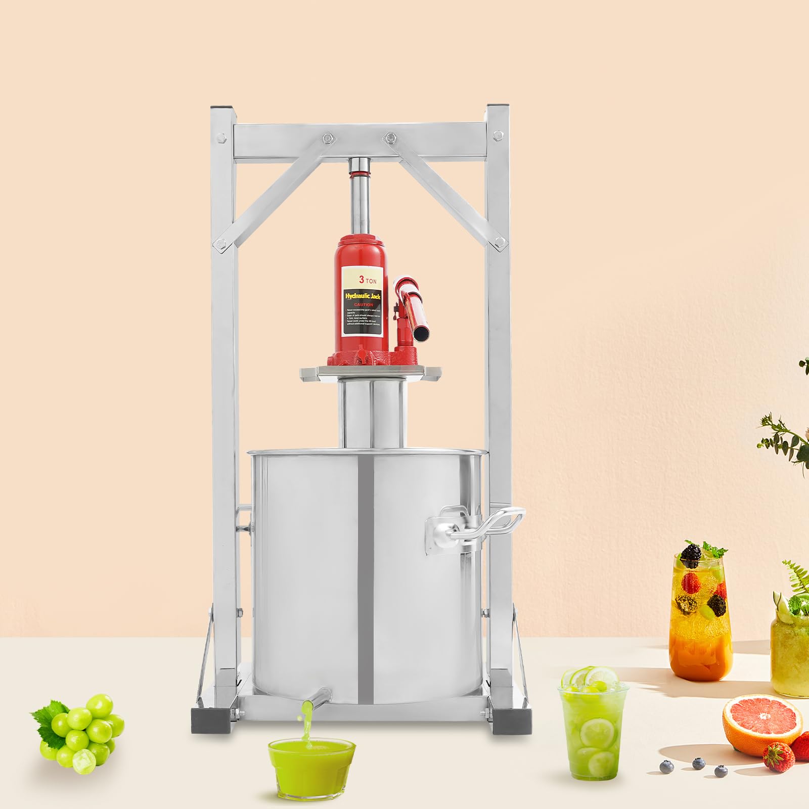 12L Stainless Steel Apple Cider Press & Fruit Grinder - Heavy Duty Fruit Pulp Crusher for Grapes, Apples, Wine & Juice Making - Perfect for Home Brewing, Cider Production & Farm Fresh Beverages
