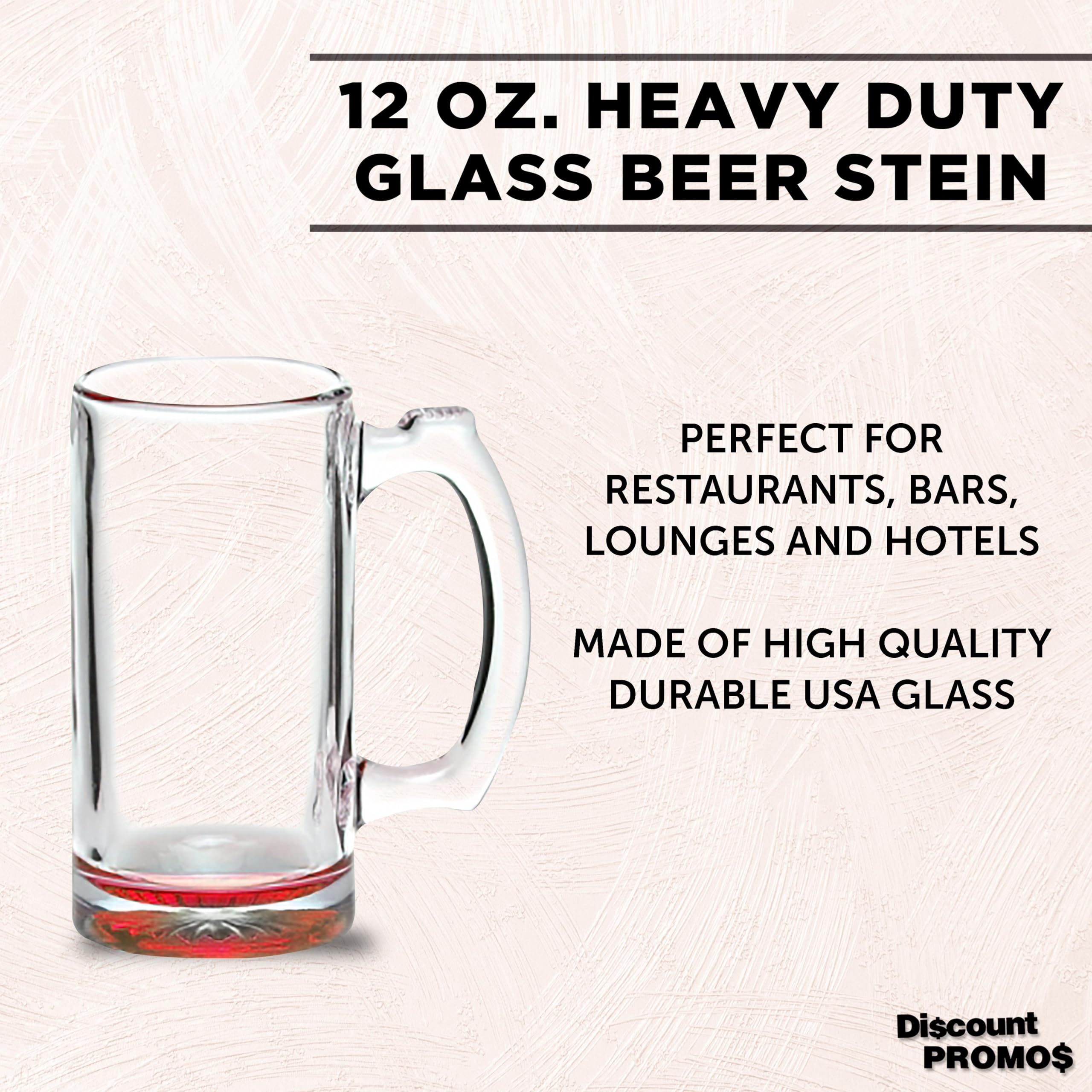 12-Piece Libbey 12 oz Beer Mugs Set - Durable Red Glassware for Groomsmen Gifts, Parties & Home Bar Use