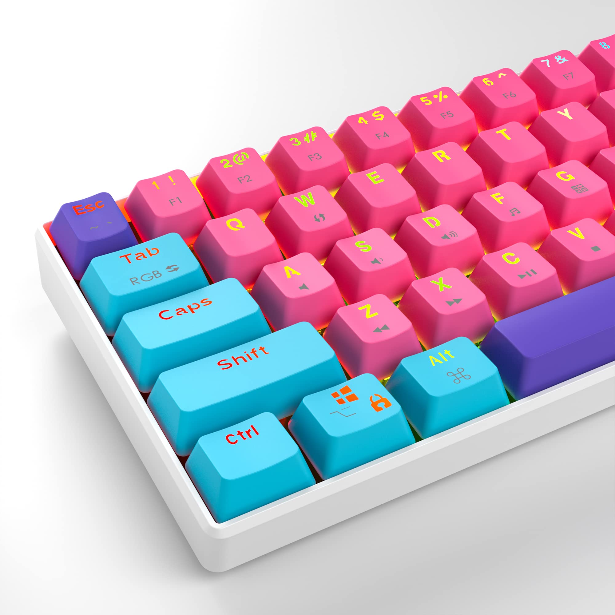 Fogruaden 60% Mechanical Gaming Keyboard - 61 Key Compact RGB Backlit Wired Keyboard with Pink/Red Switches for Windows & Mac Gamers - Perfect for Travel, Office & Esports Gaming