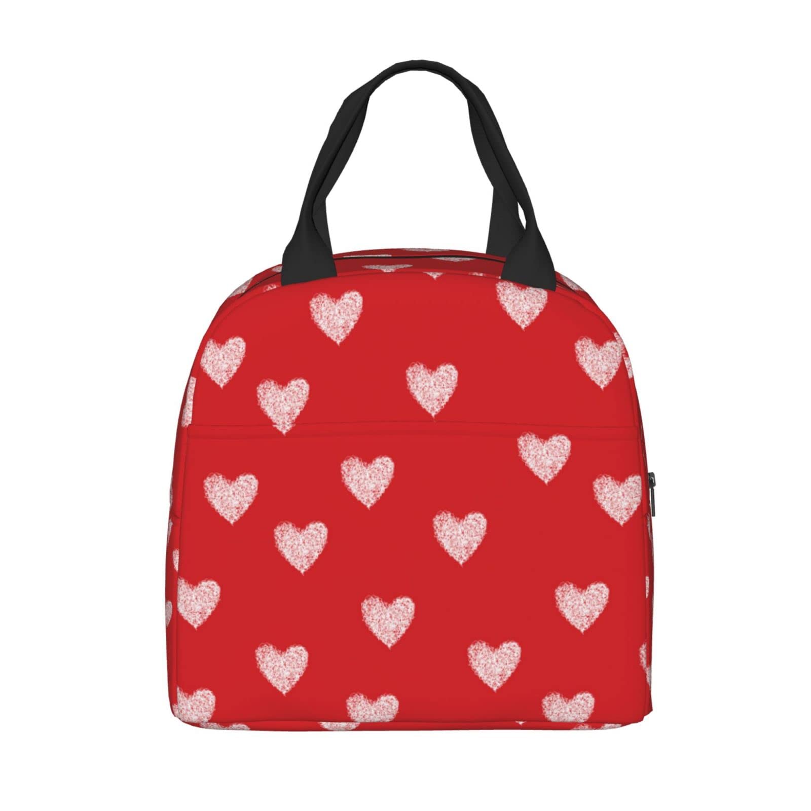 PrelerDIY Insulated Lunch Box with Red Hearts - Reusable Lunch Bag for Kids, Boys & Girls - Perfect for School, Camping, Hiking, Picnic, Beach & Travel - Ideal for School Lunches, Outdoor Adventures & Family Outings