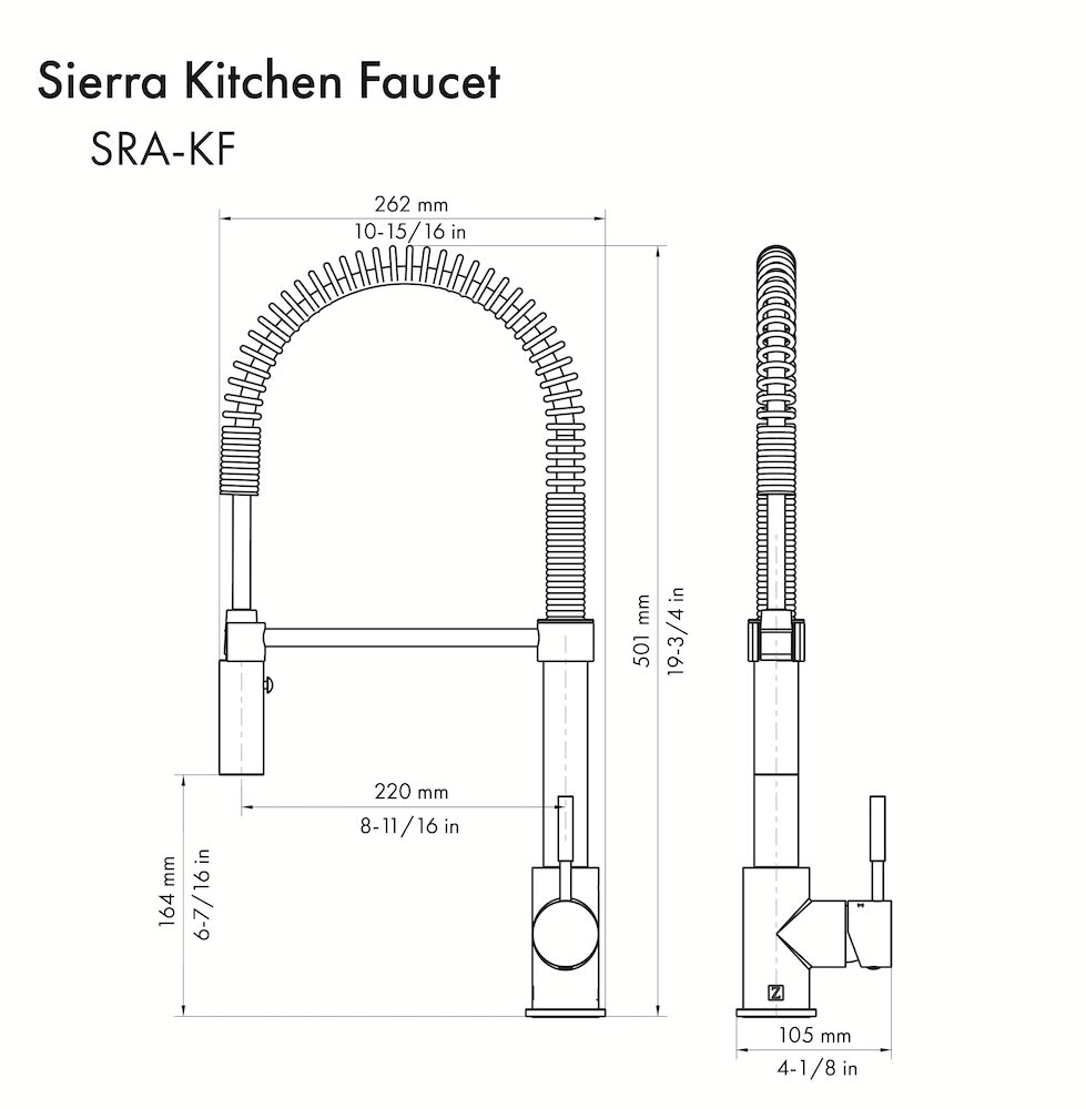ZLINE Autograph Edition Sierra Pull Down Spring Single Handle Kitchen Faucet - Brushed Nickel & Champagne Bronze Finish - Perfect for Modern Farmhouse & Commercial Style Kitchens (SRA KF ZBNCB)