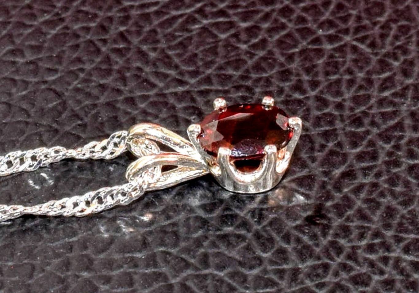 Natural Blood Red Garnet Pendant Necklace - Solid Sterling Silver or 14K White/Yellow/Rose Gold - 7x5mm or 9x7mm Oval Cut - Handmade Custom Jewelry - Perfect for Birthdays, Anniversaries & Special Occasions