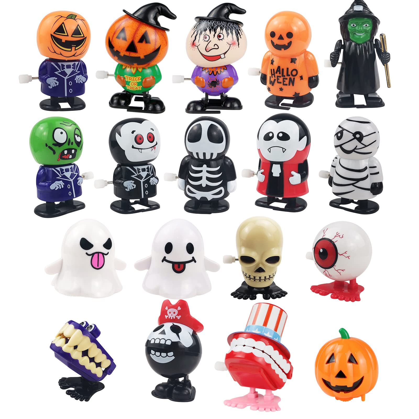 18 Pcs Halloween Wind Up Toys for Kids - Fun Clockwork Jumping & Walking Toys, Educational Party Favors for Toddlers, Boys & Girls | Perfect for Halloween Parties, Goody Bags & Classroom Rewards