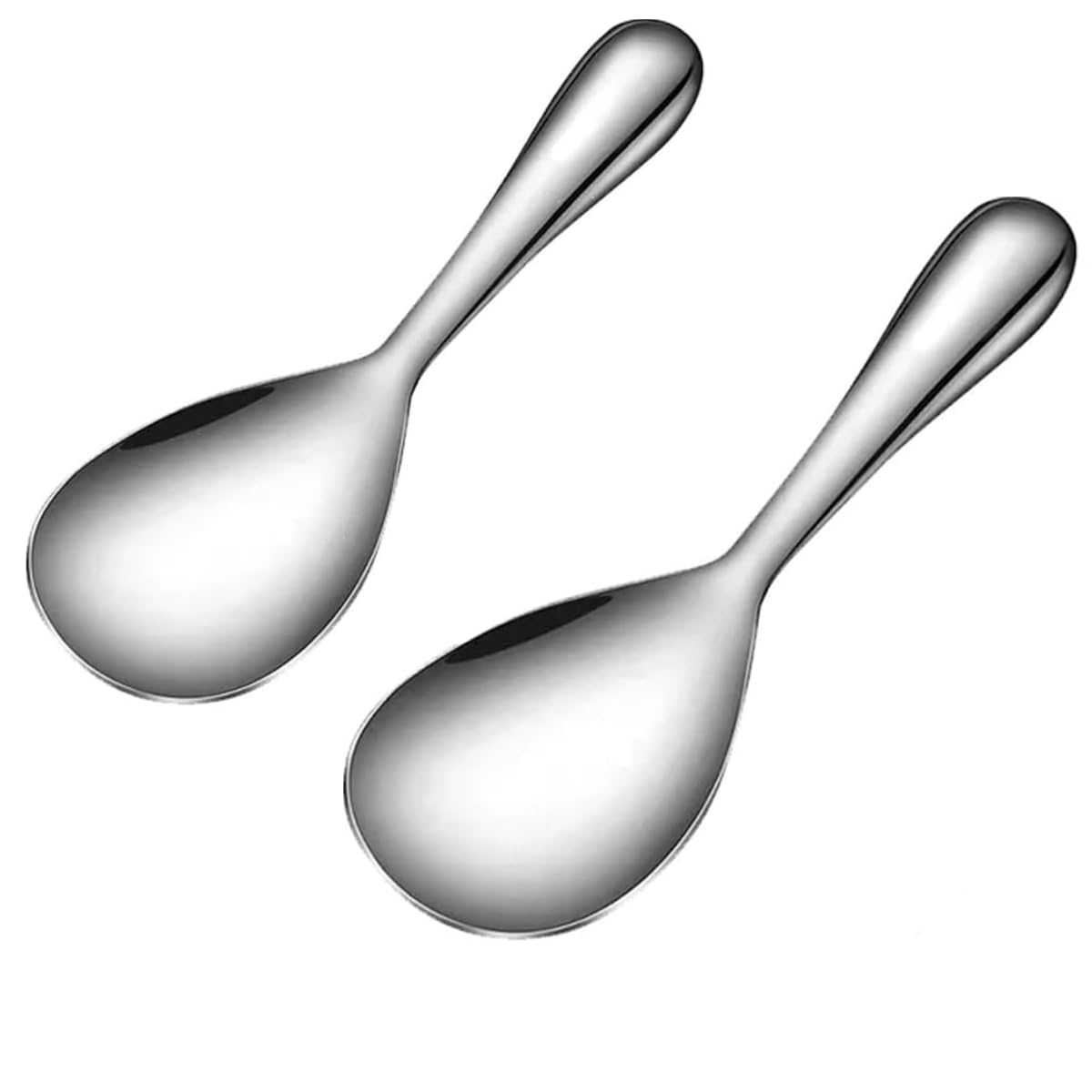 Premium Stainless Steel Non-Stick Rice Spoon - 2 Pack Durable Kitchen Scooper for Rice Cooker & Serving - Rust-Proof Thickened Design Perfect for Cooking, Scooping & Serving Rice at Home or Restaurants