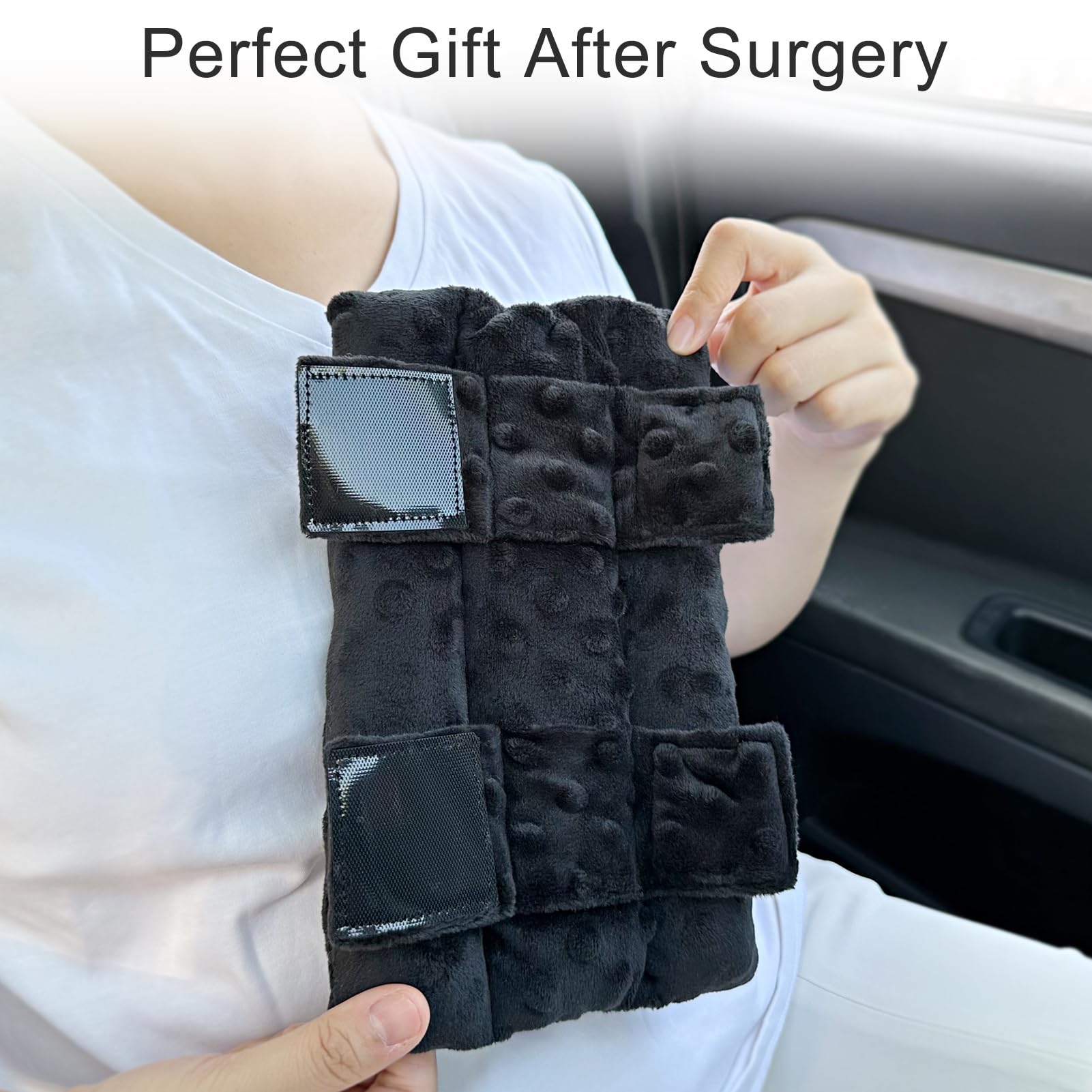 Post-Surgery Recovery Pillow for Open Heart Surgery & Chemo Port - Comfortable Minky Dot Cushion for Pacemaker & Bypass Patients - Ideal Gift for Heart Transplant Recovery & Post-Op Comfort (Black) - Perfect for Bed Rest, Car Rides & Daily Support