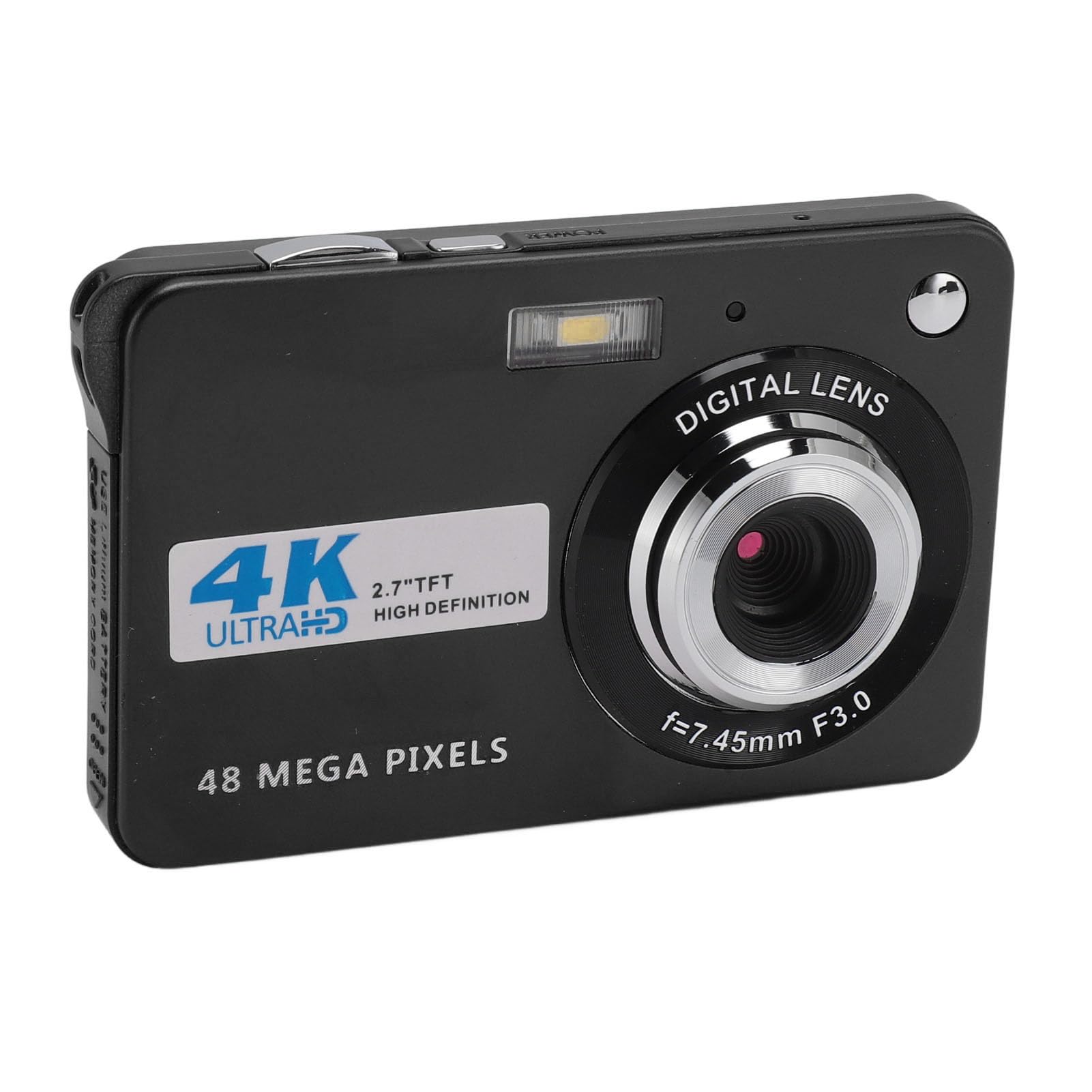 4K Digital Camera with 8X Zoom & 48MP HD - 2.7 Inch Screen Compact Photography Camera for Teens and Kids (Black) - Perfect for Travel, Vlogging, and Outdoor Adventures