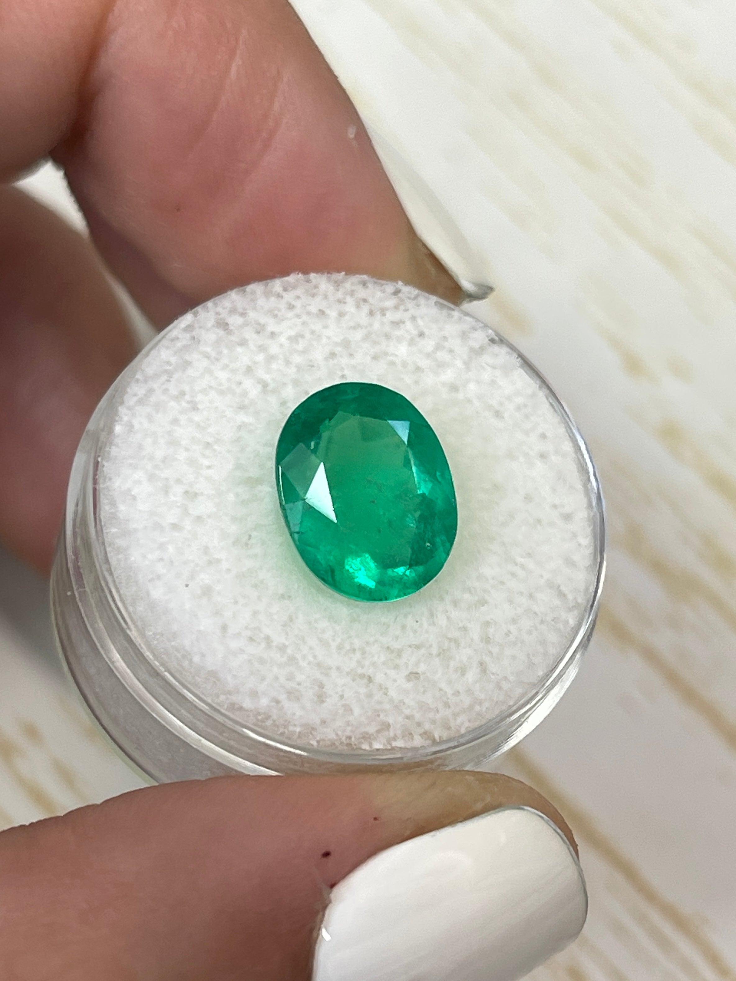 4.04 Carat 12x9mm Yellowish Green Natural Loose Colombian Emerald Oval Cut Gemstone for Jewelry Making, Engagement Rings & Collector's Items