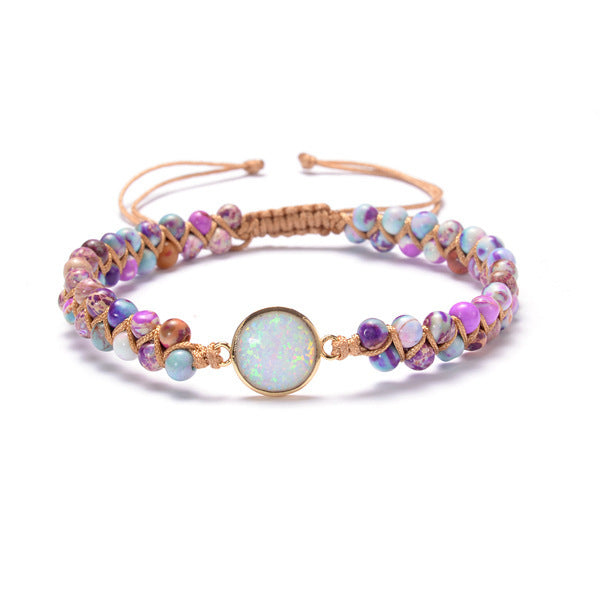 Amethyst Opal Stone Wrap Bracelet for Women - Bohemian Braided Yoga Friendship Bangle - Perfect for Meditation, Yoga & Boho Fashion Accessories