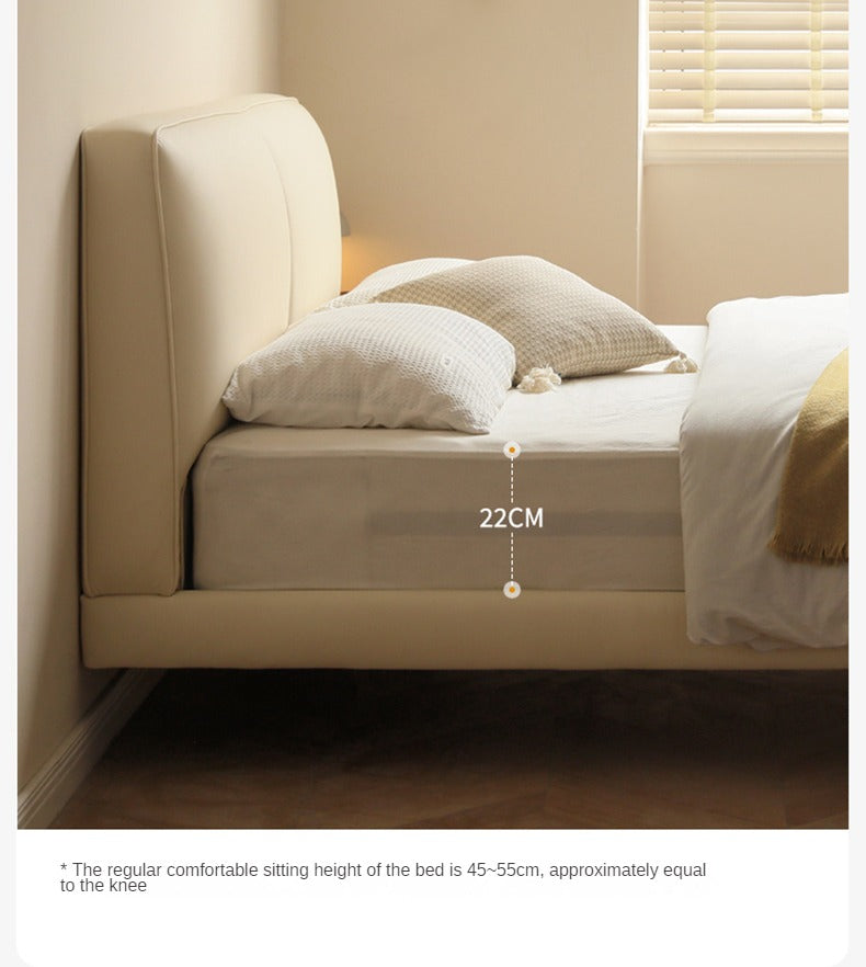 Organic Leather Suspended Bed Frame in Cream - Handcrafted Artisan Design for Modern Bedrooms | Perfect for Master Suites, Guest Rooms & Luxury Apartments