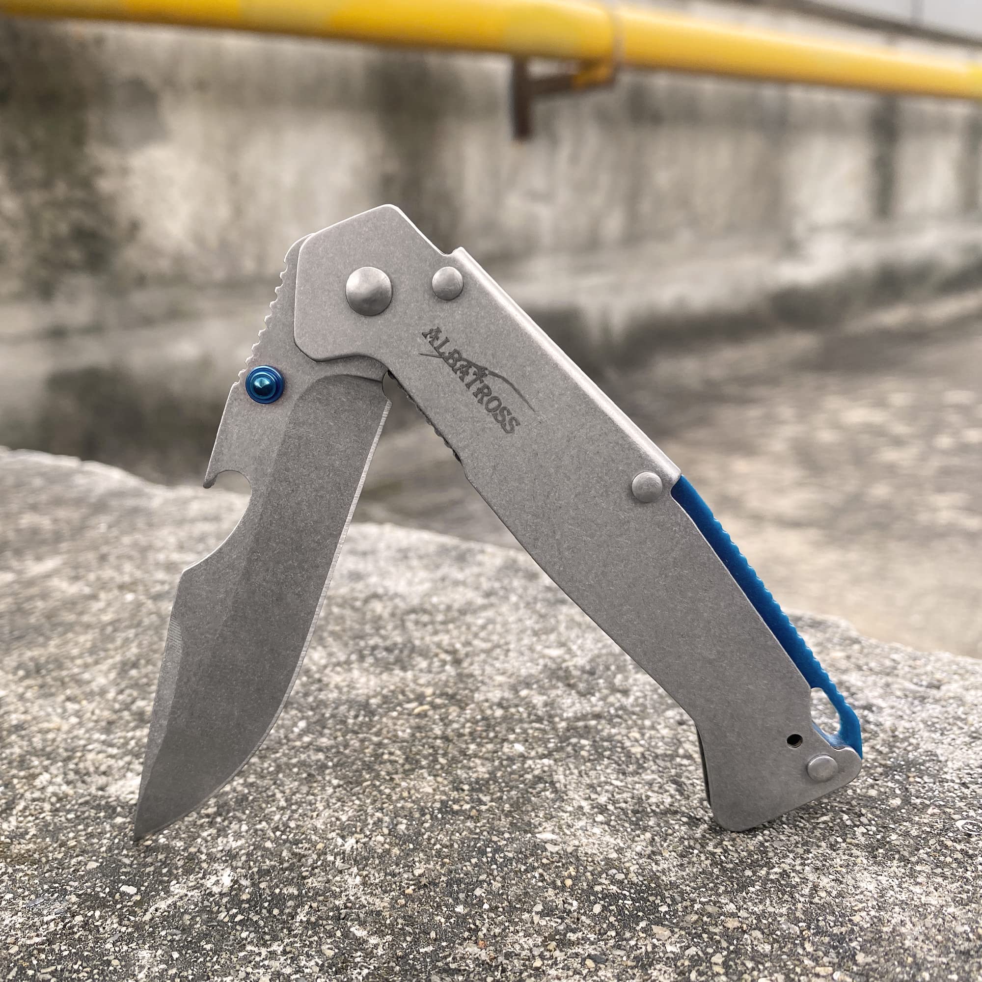ALBATROSS FK050 Ultra Thin Stainless Steel Pocket Knife - Compact Folding Design with Bottle Opener, 3.25