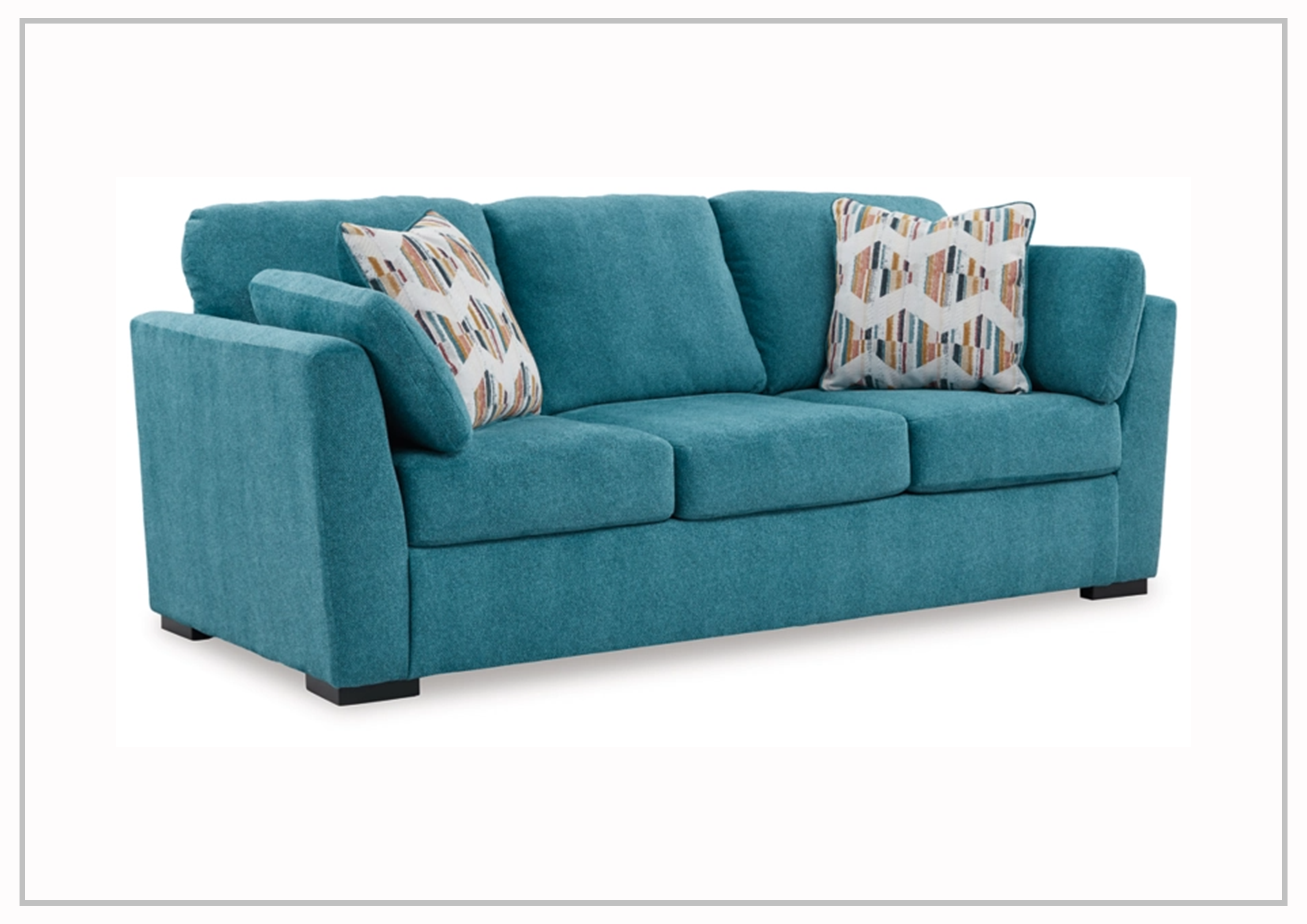 Gio Italia Valeria 3-Seater Fabric Sofa in Sunflower Yellow & Teal Blue - Modern Living Room Furniture for Small Spaces & Apartments