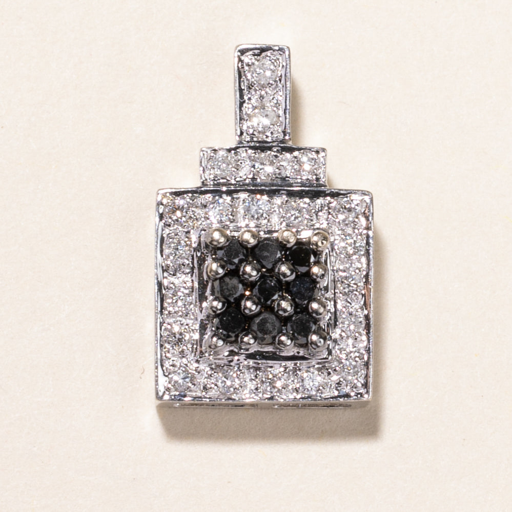 Black & White Diamond Square Pendant Necklace - 0.21ctw (0.135ctw) Genuine Diamond Jewelry for Women - Perfect for Anniversary, Birthday & Special Occasion Gifts