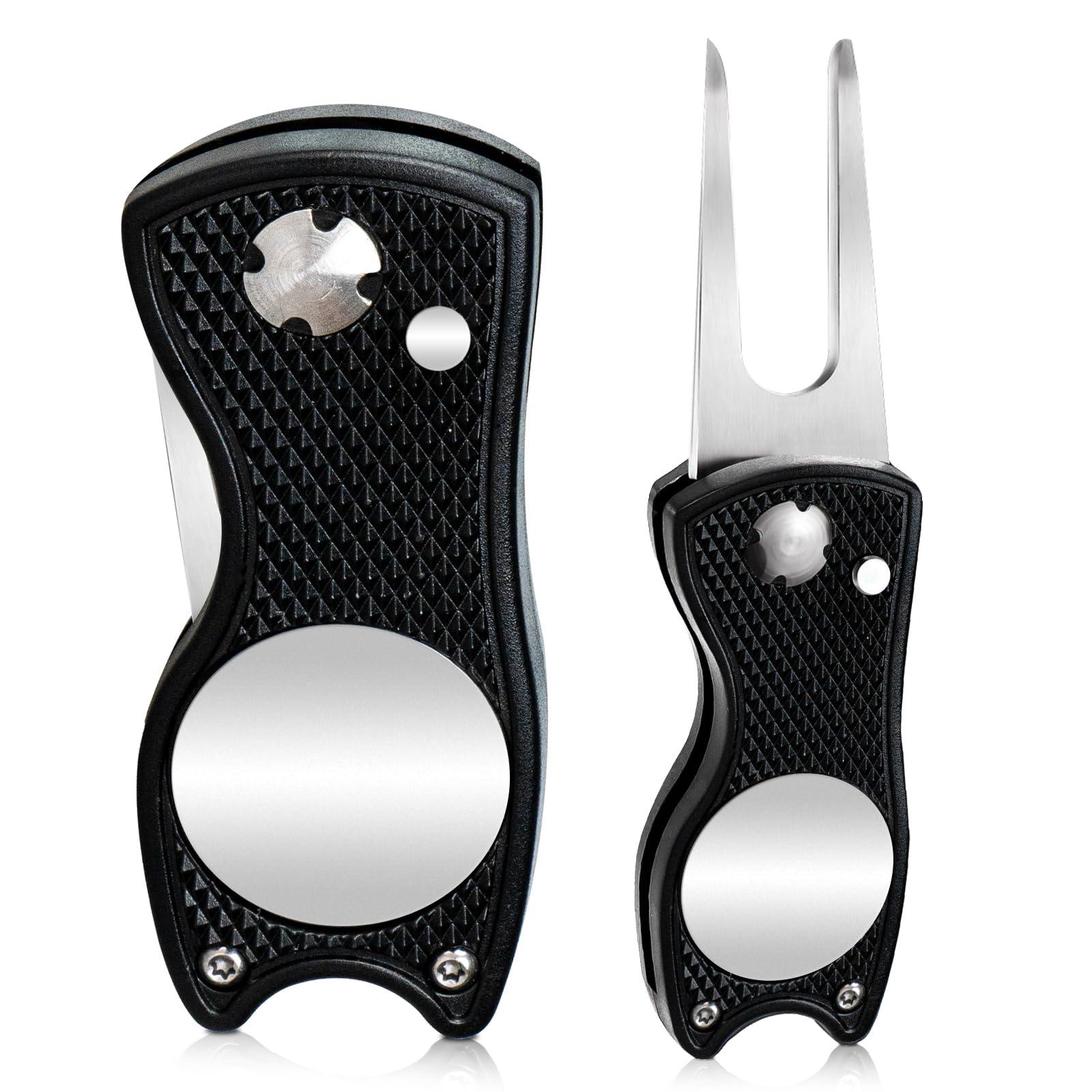 Foldable Golf Divot Repair Tool with Magnetic Ball Marker - Portable Golf Accessories for Course & Practice - Perfect Gift for Golf Lovers (Use on Greens, Driving Range & Tournaments)