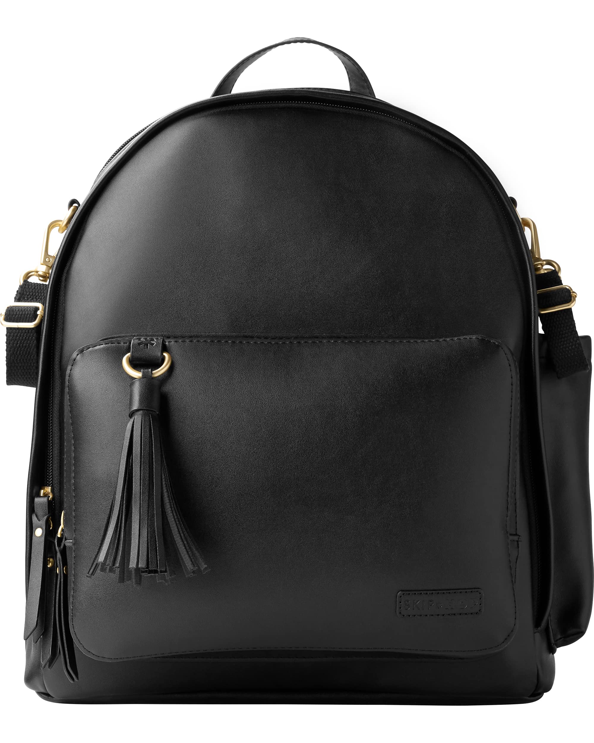 Skip Hop Diaper Backpack for Baby - Greenwich Vegan Leather Multi-Functional Travel Bag with Changing Pad & Stroller Straps, Black | Perfect for Moms, Dads & Caregivers on the Go - Park Outings, Air Travel & Daily Errands