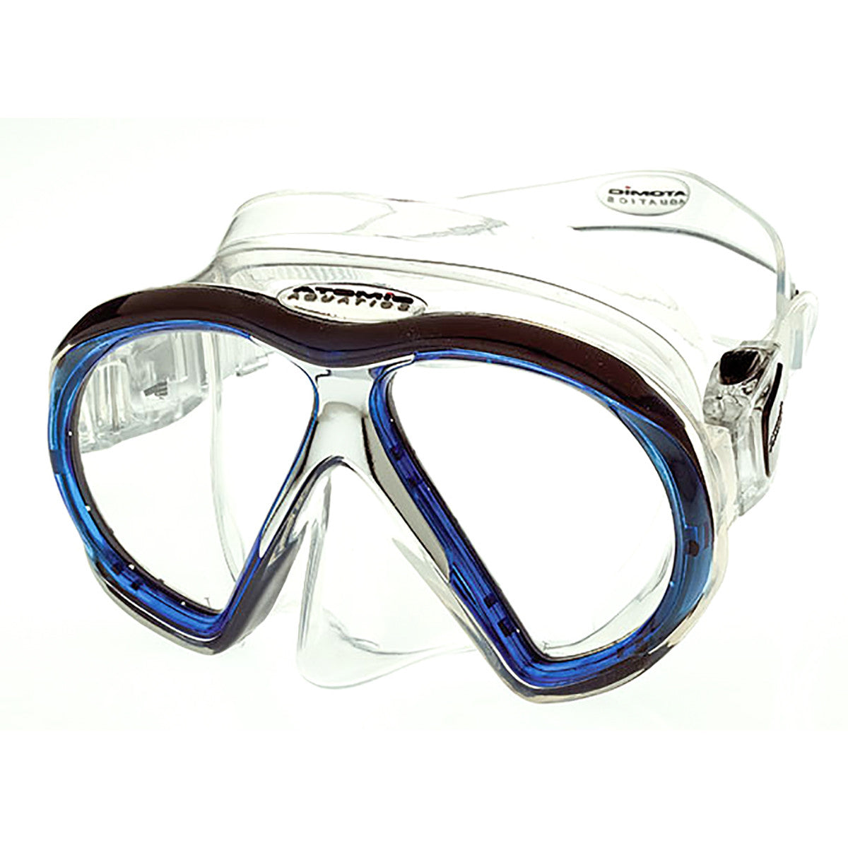 Atomic Aquatics SubFrame Clear/Blue Dive Mask - Lightweight & Durable Scuba Snorkeling Gear for Underwater Adventures