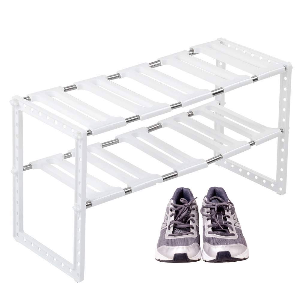 Zerodis 2-Tier Under Sink Organizer - 15.4-26 x 10.2 x 15 Inch Space-Saving Storage Shelf for Kitchen & Bathroom - Durable PP Plastic & Stainless Steel Construction (36.9oz) - Perfect for Organizing Cleaning Supplies, Sponges & Toiletries