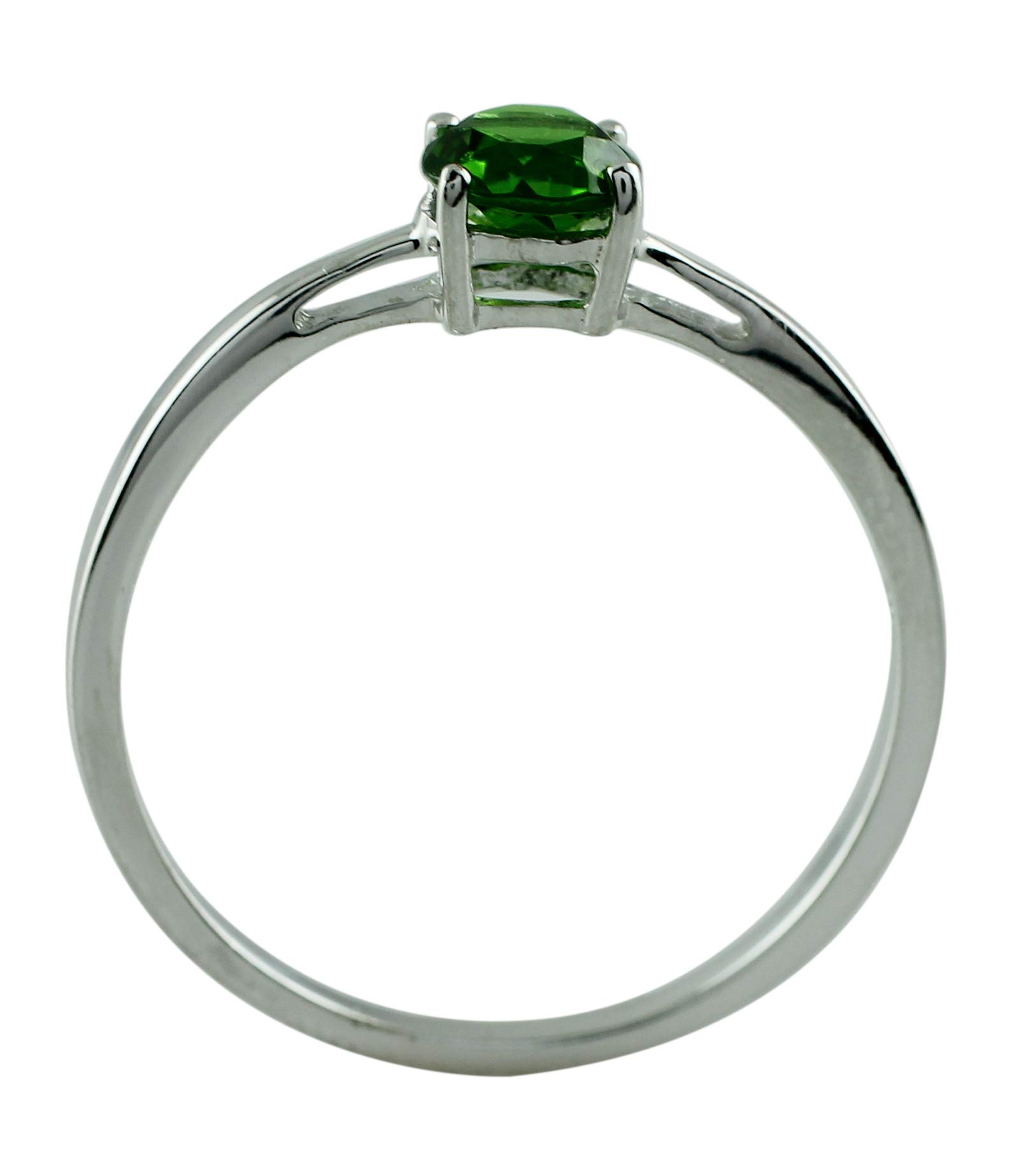 Natural Chrome Diopside Round Cut Gemstone Ring in 14K White Gold - Untreated Birthstone Jewelry for Women & Men - Perfect for Birthdays, Anniversaries & Special Occasions