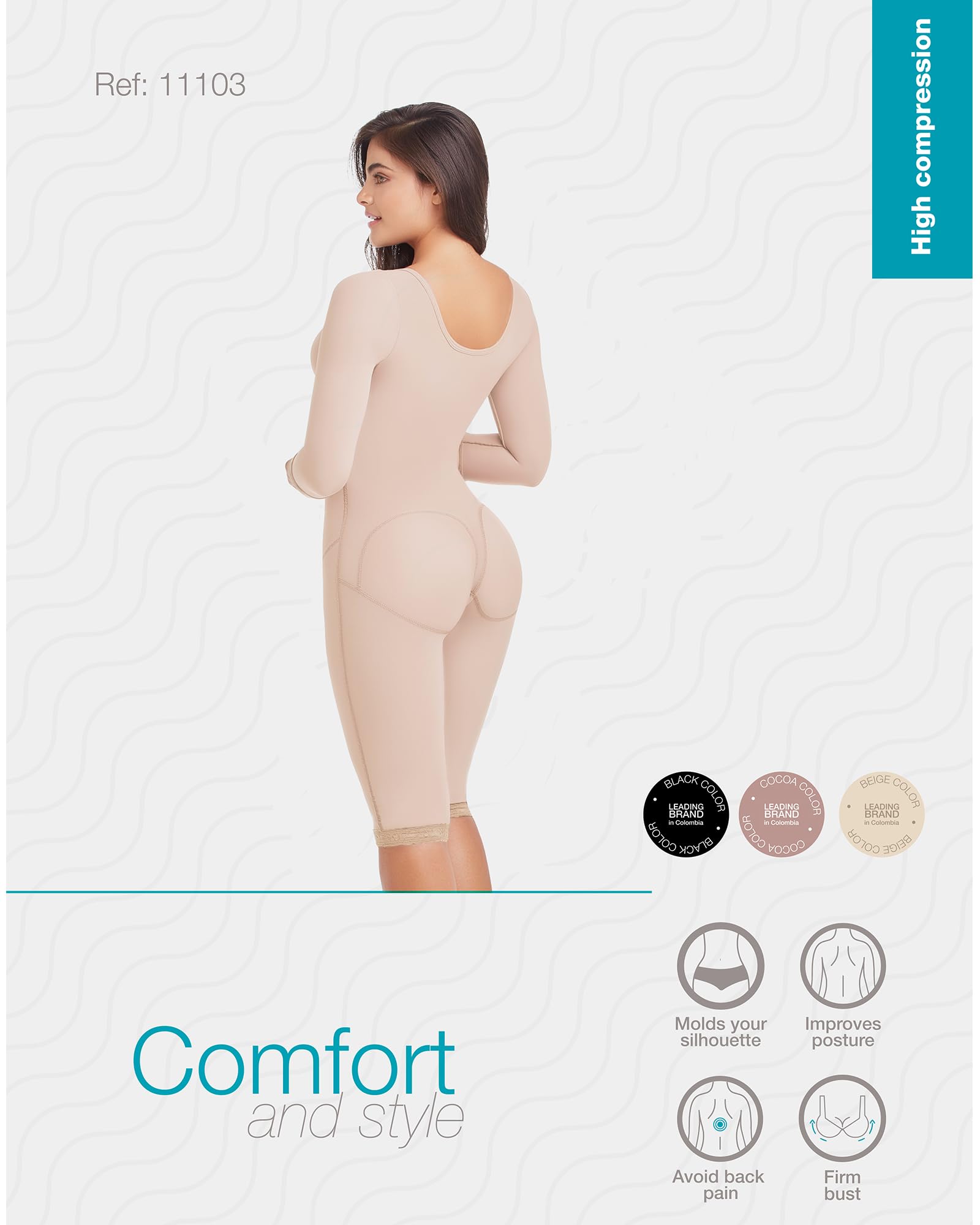 DELIE Fajas Colombianas 103 High Compression Shapewear Bodysuit for Tummy Control & Body Shaping | Slimming Underwear for Women, Postpartum Recovery, Workout & Special Occasions