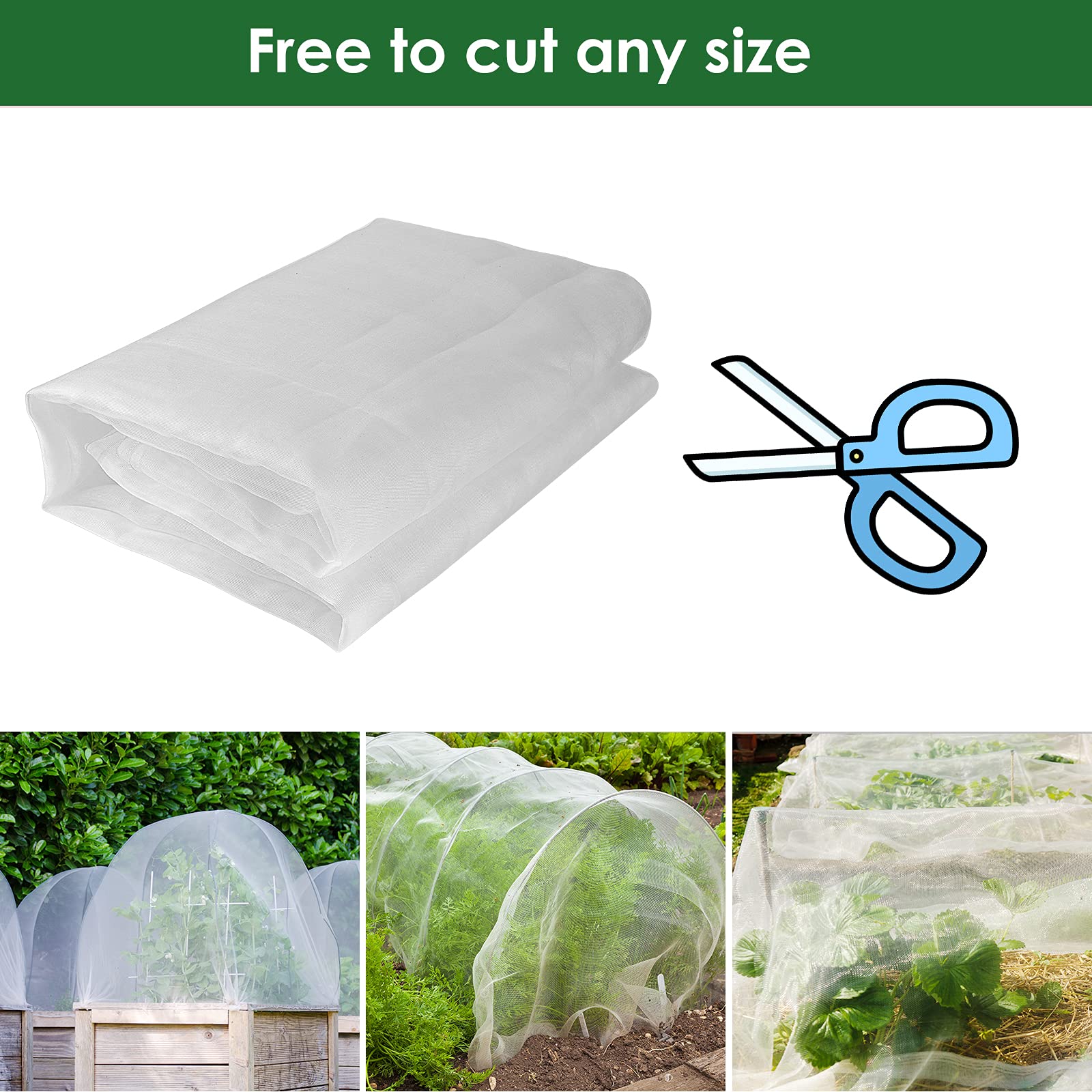 10x33 FT Garden Mesh Netting - Durable Insect & Bug Protection for Plants, Fruits & Vegetables | Berry Netting, Plant Cover for Raised Beds, Greenhouses & Outdoor Gardens