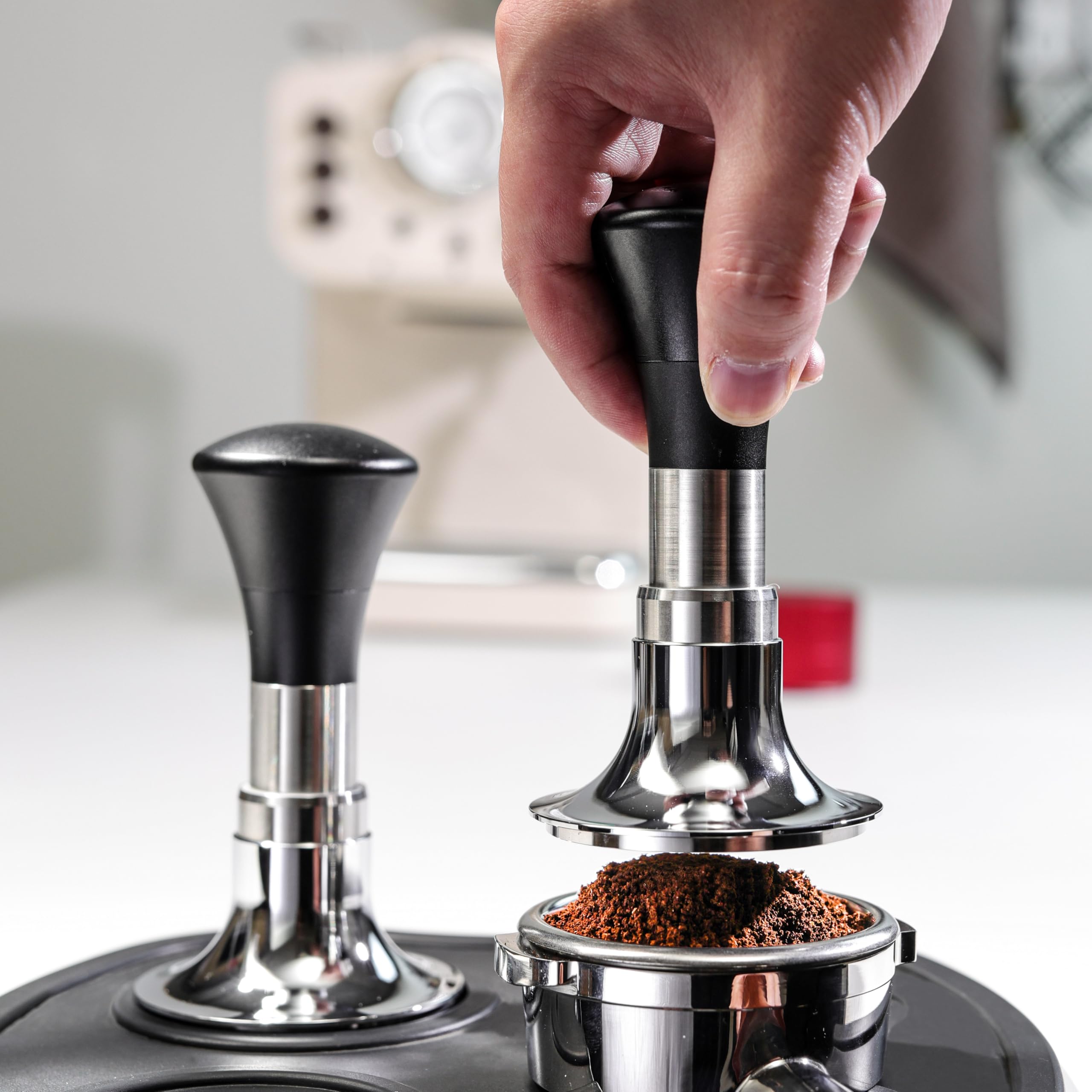 **54mm Espresso Tamper with Calibrated Spring - Self-Adjustable 24-35lbs Pressure, Sound Feedback & Flat Base for Breville - Stainless Steel Coffee Accessory for Barista & Home Brewing**