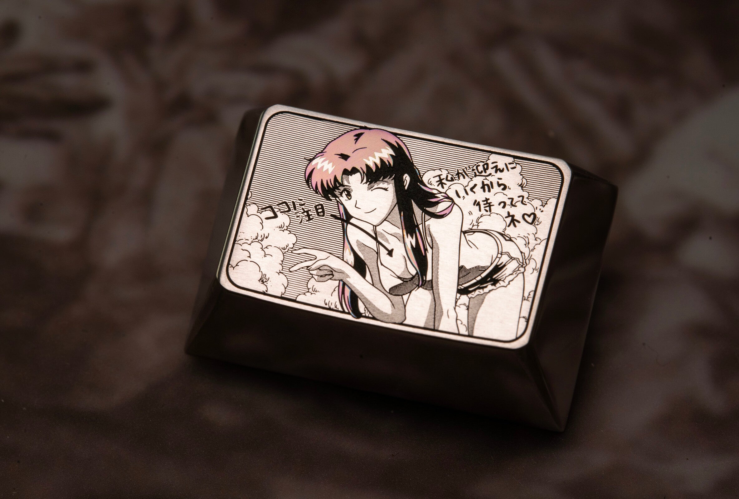 Custom Anime Keycaps - 1.5U Titanium Alloy Artisan Keycap Set Featuring Katsuragi Misato Design | Premium Metal Decorative Keycaps for Mechanical Keyboards | Perfect for Gaming, Collecting & Keyboard Customization