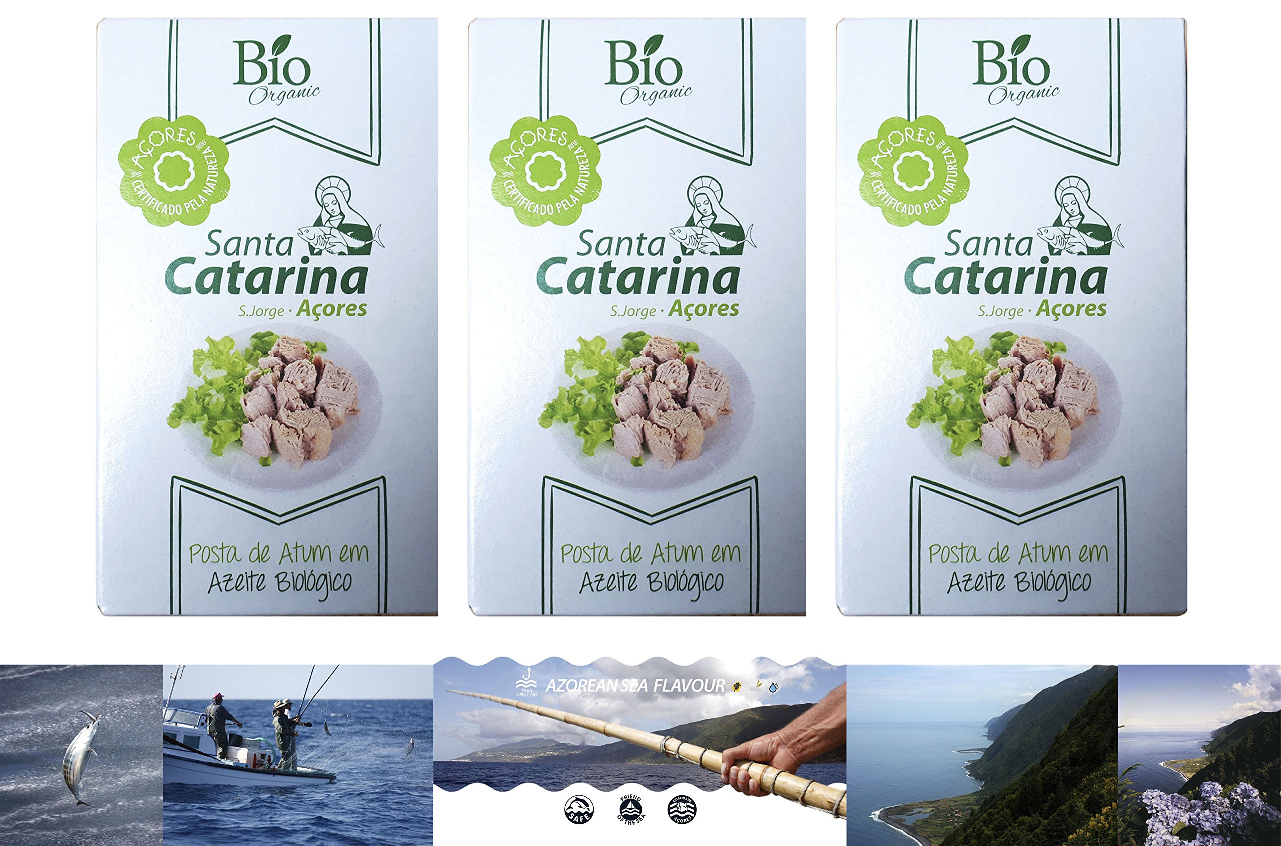 Premium Wild-Caught Tuna in Organic Extra Virgin Olive Oil - 3 Cans x 120g (360g Total) - Santa Catarina, Portugal - Perfect for Salads, Sandwiches & Keto Diet