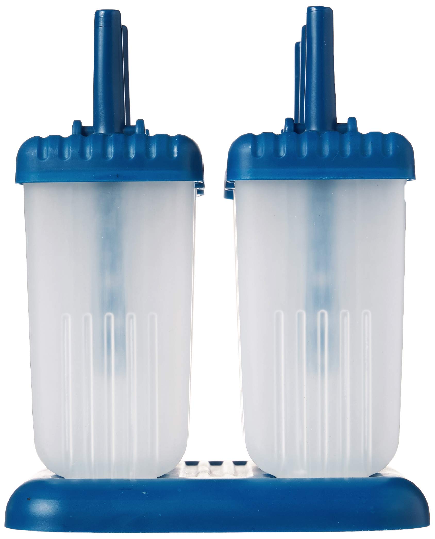 Tovolo Groovy Popsicle Molds Set of 6 - BPA-Free Plastic Ice Pop Makers with Reusable Sticks & Drip Guard | Dishwasher Safe for Easy Cleaning | Perfect for Homemade Frozen Treats, Kids Snacks, and Summer Desserts | Blueberry Color