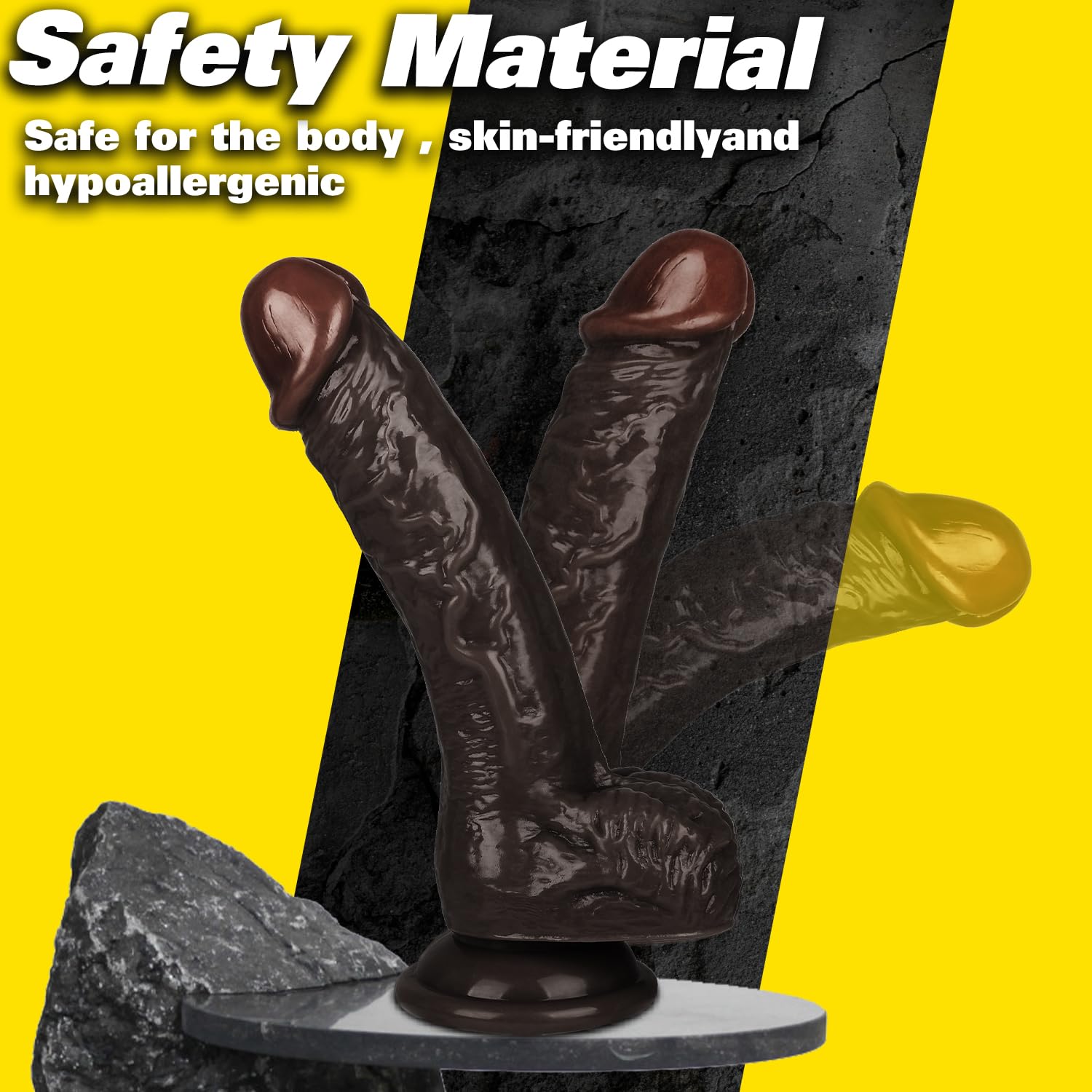 7.3 Inch Realistic Dildo with Strong Suction Cup - Flexible Curved Shaft for G-Spot & Prostate Stimulation - Hands-Free Adult Sex Toy for Men & Women (Coffee Black) - Perfect for Solo Play, Couples & BDSM Scenes