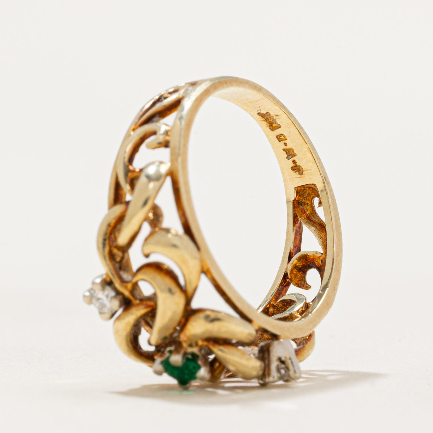 Emerald & Diamond Ring - 0.08ct Emerald & 0.09ctw Diamonds - Size 6 - Elegant Birthstone Jewelry for Women, Perfect for Anniversaries, Engagements & Special Occasions