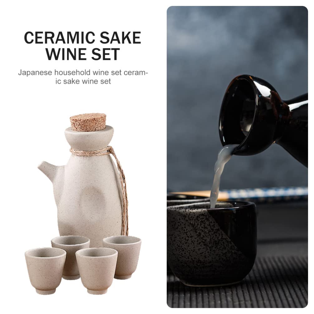 Premium Ceramic Sake Set - Traditional Japanese Sake Pot & Cups for Wine, Sake & Liquor Storage - Elegant Multi-Functional Ceramic Wine Kettle & Holder - Perfect for Home Bars, Japanese Restaurants & Gift Giving
