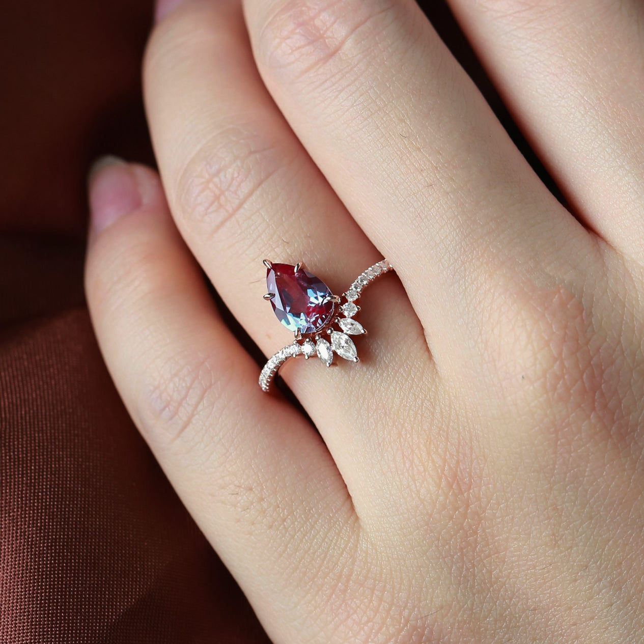 Lab-Created Alexandrite & Moissanite 14K Yellow Gold Ring for Women | Elegant Engagement, Wedding, Anniversary Gift | Perfect for Special Occasions & Everyday Wear