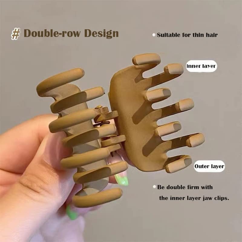 Shidara Medium Size No Slip Matte Hair Clips for Women - Double Row Jaw Claw Clips for Thin & Thick Hair (6-Piece Set) | Perfect for Work, Gym & Everyday Hairstyles