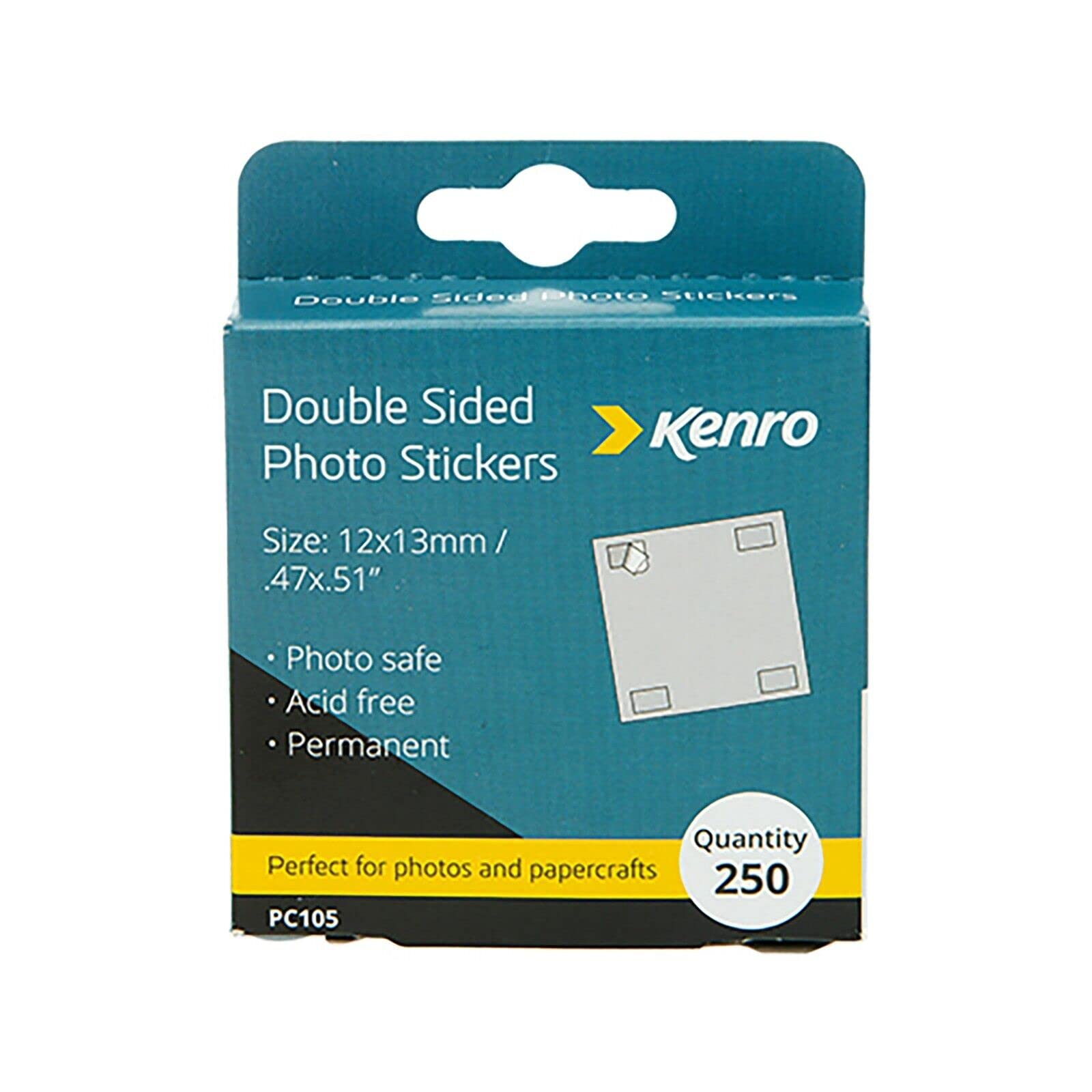 Kenro Double Sided Photo Stickers 250pcs - Scrapbook Adhesive for Albums & Crafts - Perfect for DIY Memory Books