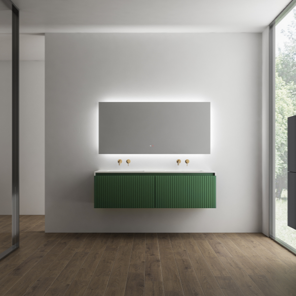 Belbagno Rimini Wall Mounted Bathroom Vanity in Rainforest Green - Modern Floating Sink for Small Bathrooms & Powder Rooms