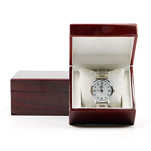 Premium Single Grid Wooden Watch Box - Luxury Watch Holder & Jewelry Organizer for Bracelets - Elegant Red Storage Case - Perfect Gift for Watch Collectors & Jewelry Lovers (Ideal for Home, Office & Travel)