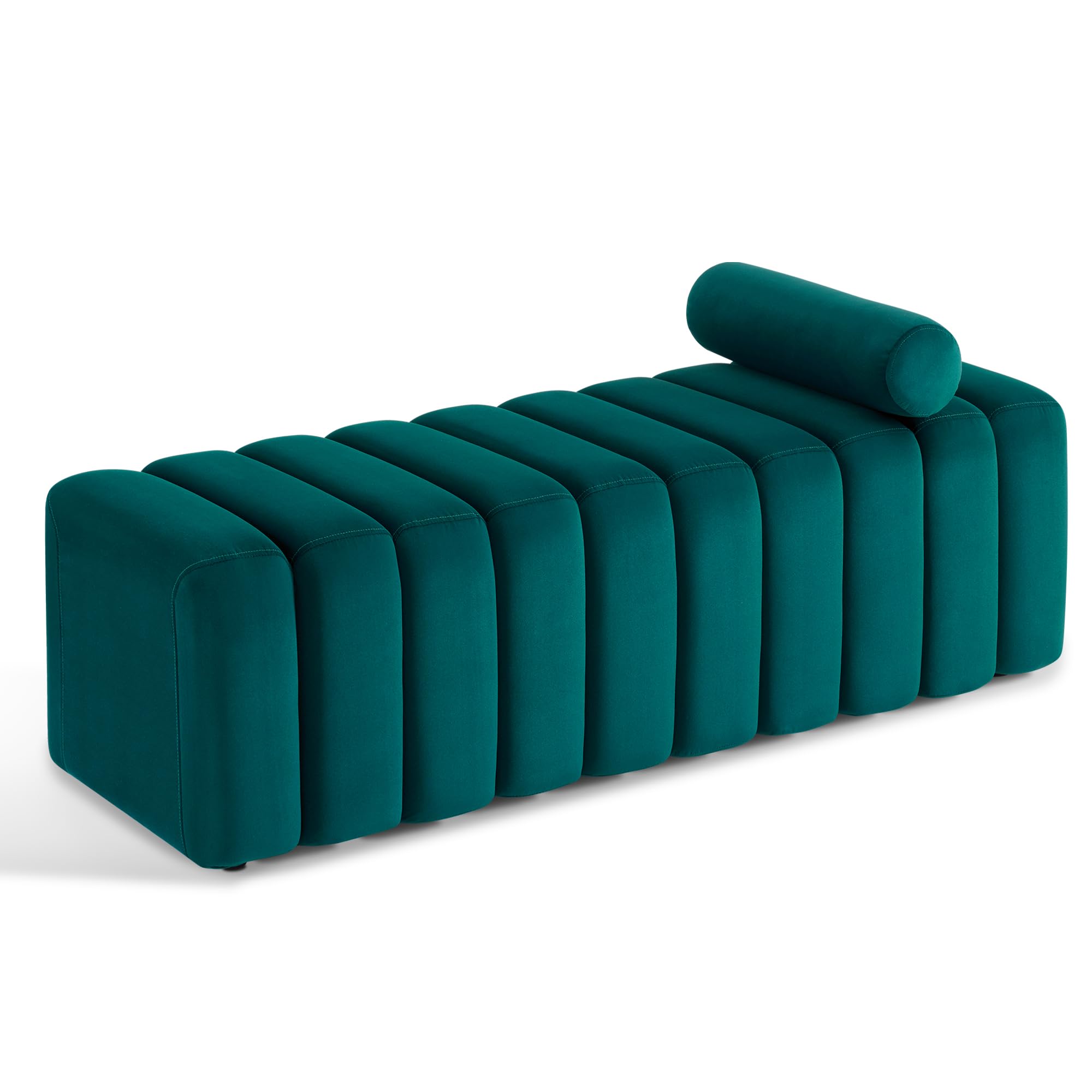 Premium Velvet Upholstered Waiting Room Bench - MCombo 4698 Guest Reception Lobby Chair for Salon, Bedroom Entryway Ottoman - Stylish Green Seating Solution for Commercial Spaces & Home Decor