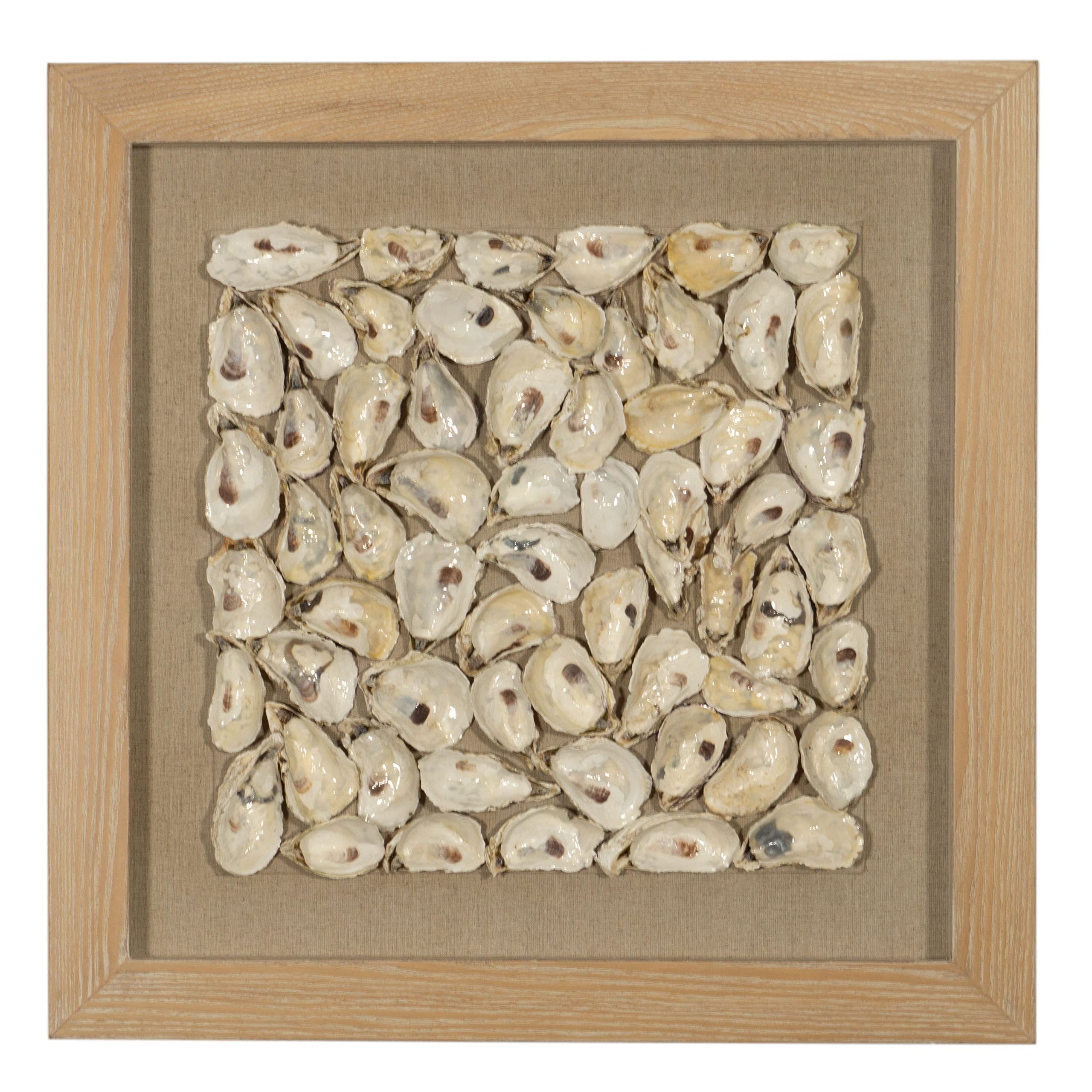 Oyster Cluster Shadow Box Wall Decor - Coastal Beach Theme Framed Art for Living Room, Bedroom, Bathroom | Nautical Home Decor Gift