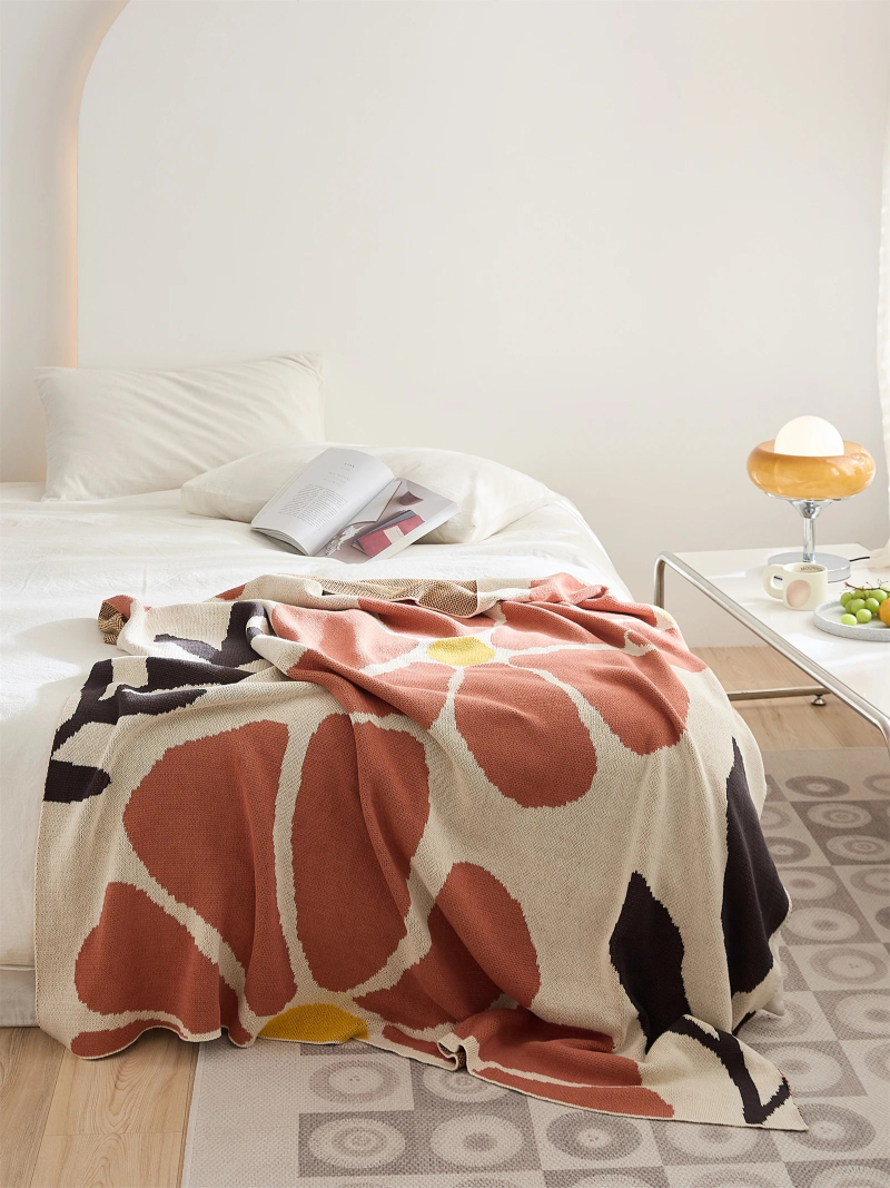 Blossom Meadow Woven Throw Blanket - Soft Cozy Knit Blanket for Couch, Bed & Sofa - Perfect for Home Decor, Gift & Winter Warmth